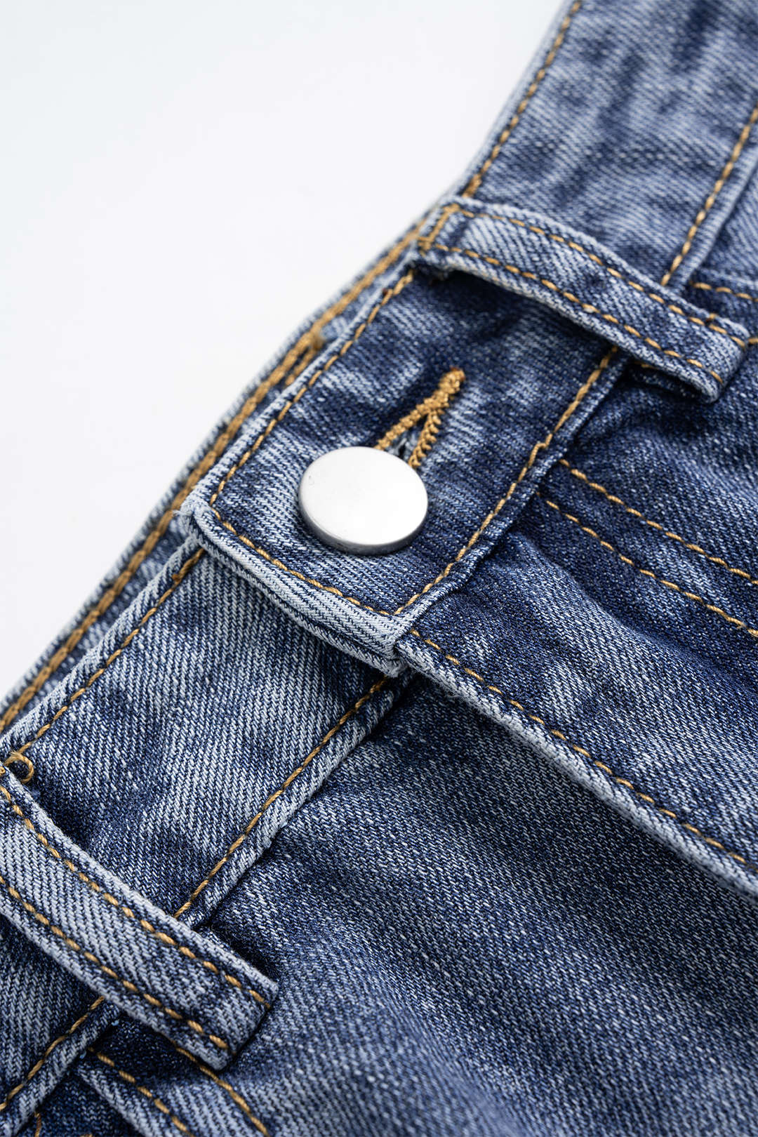 Denim Mesh Patchwork Frayed Ruched Ruffle Slit Skirt - Image 3