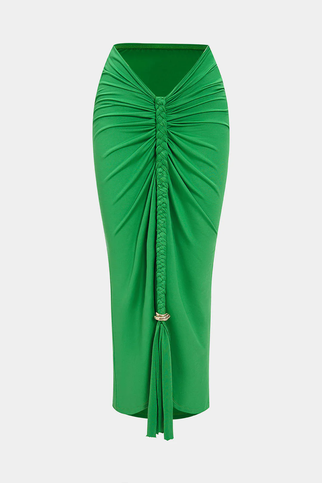 Metallic Decor Braided Ruched Skirt - Image 3