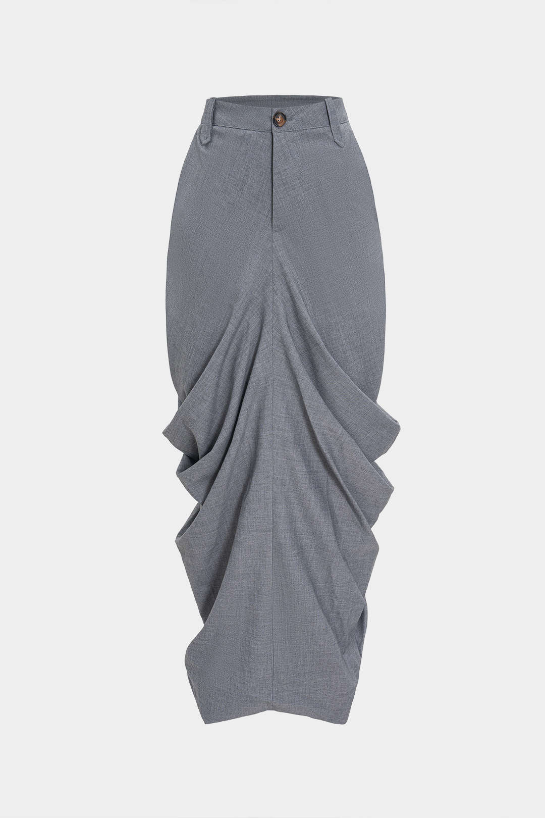Linen Solid Ruched Skirt - Image 3