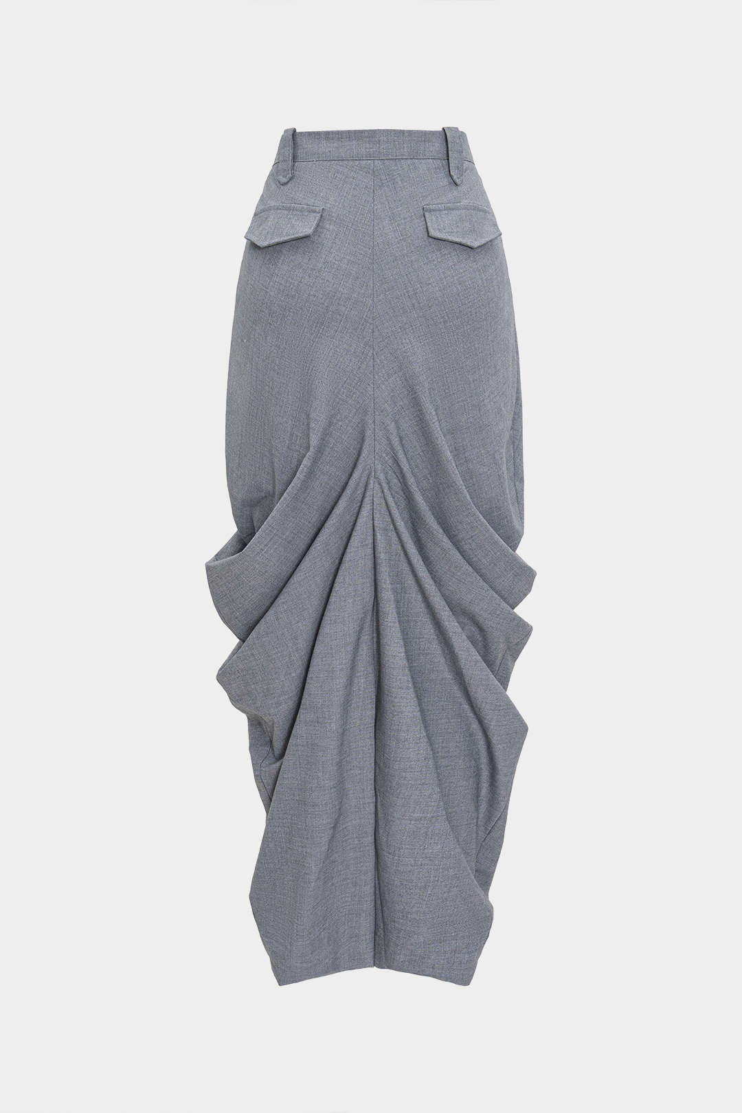 Linen Solid Ruched Skirt - Image 4