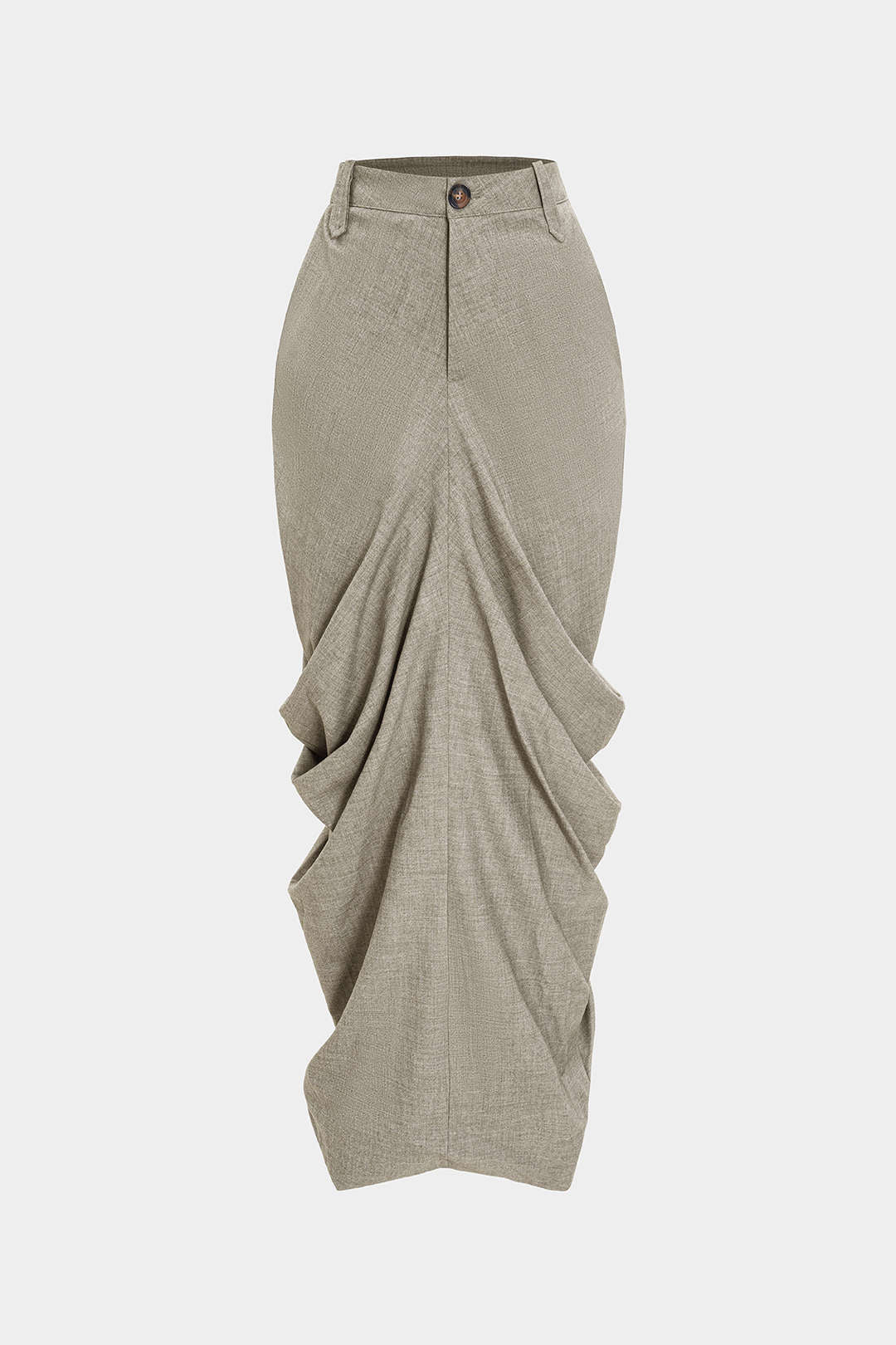 Linen Solid Ruched Skirt - Image 7