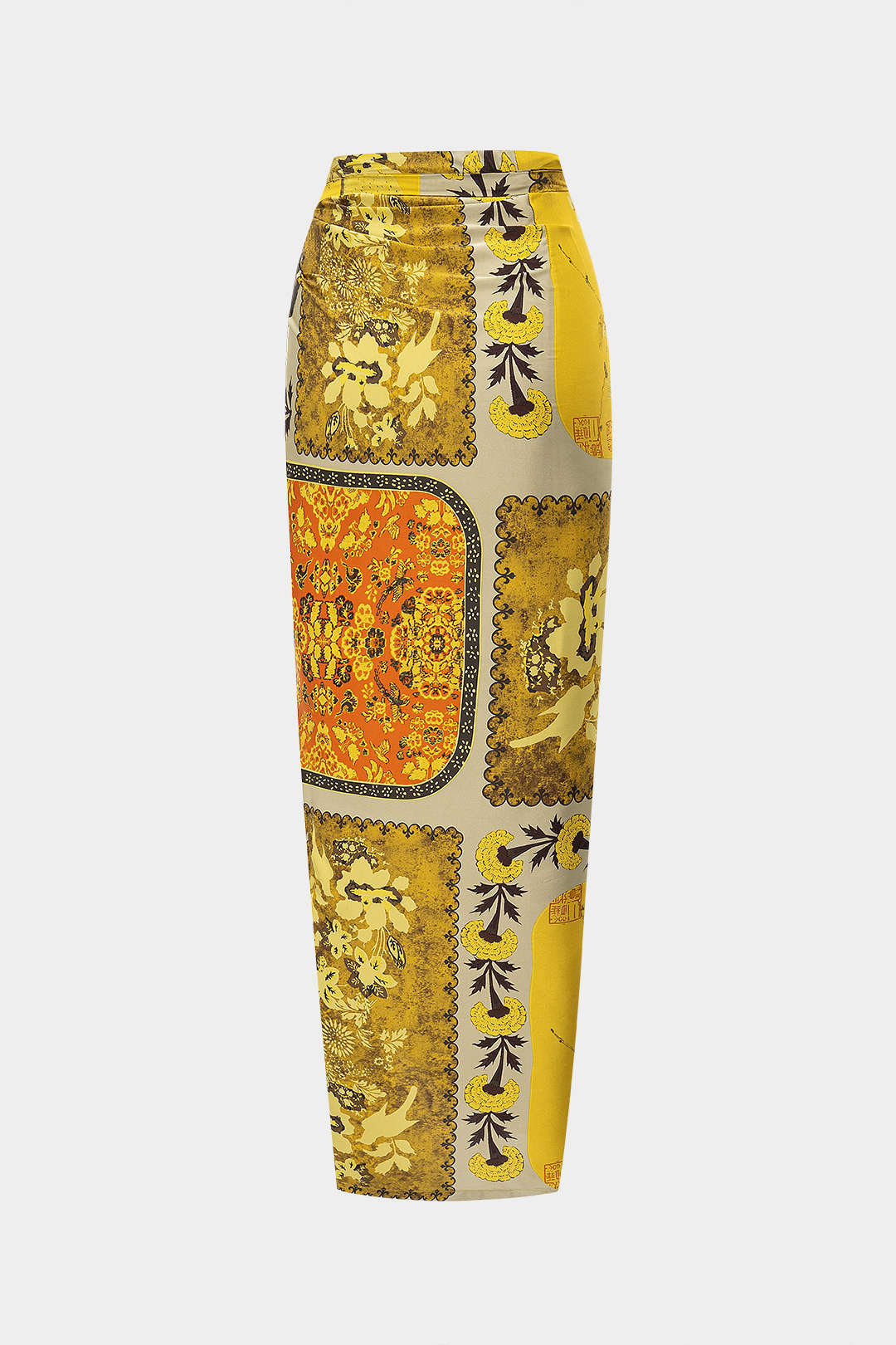 Retro Print Satin Tie Front Skirt - Image 11