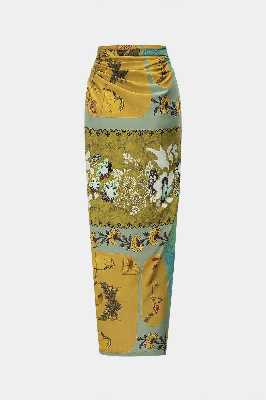 Retro Print Satin Tie Front Skirt - Image 9