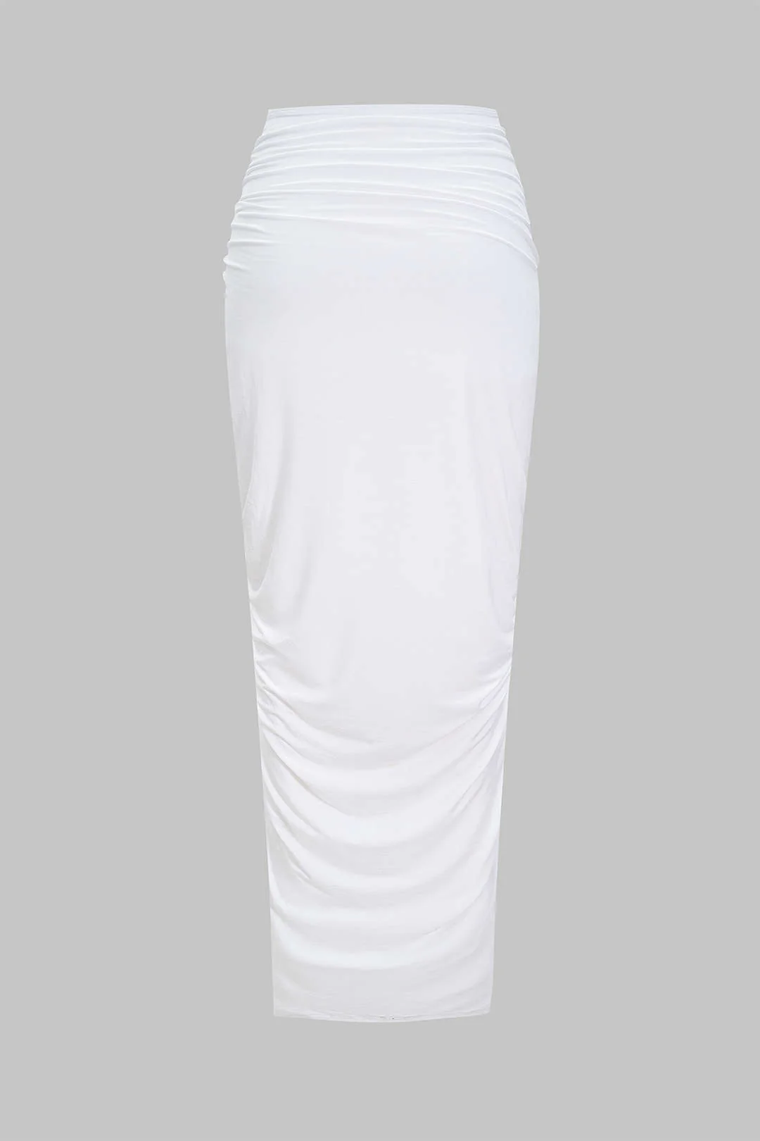 Asymmetrical Ruched Chain Side Slit Skirt - Image 2