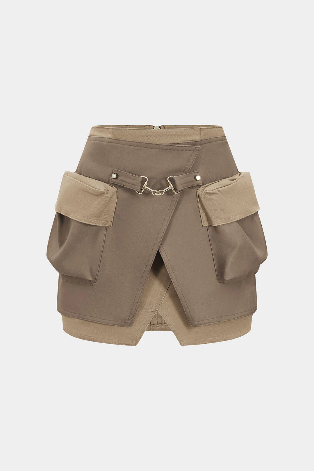 Faux Leather Contrast Pocket Skirt - Image 5