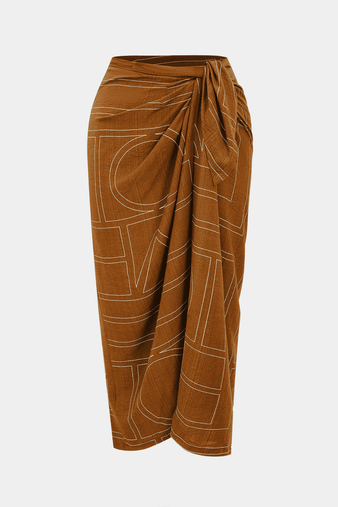 Plus Size Geometric Print Knotted High Waist Skirt - Image 9