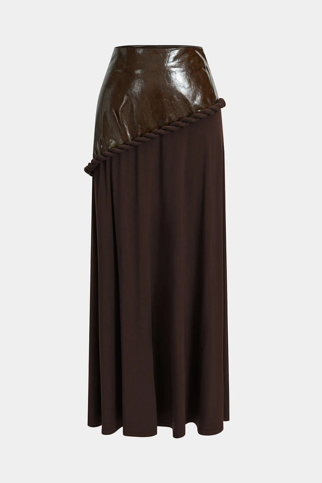 Faux Leather Patchwork Zipper Twist Knot Skirt - Image 11