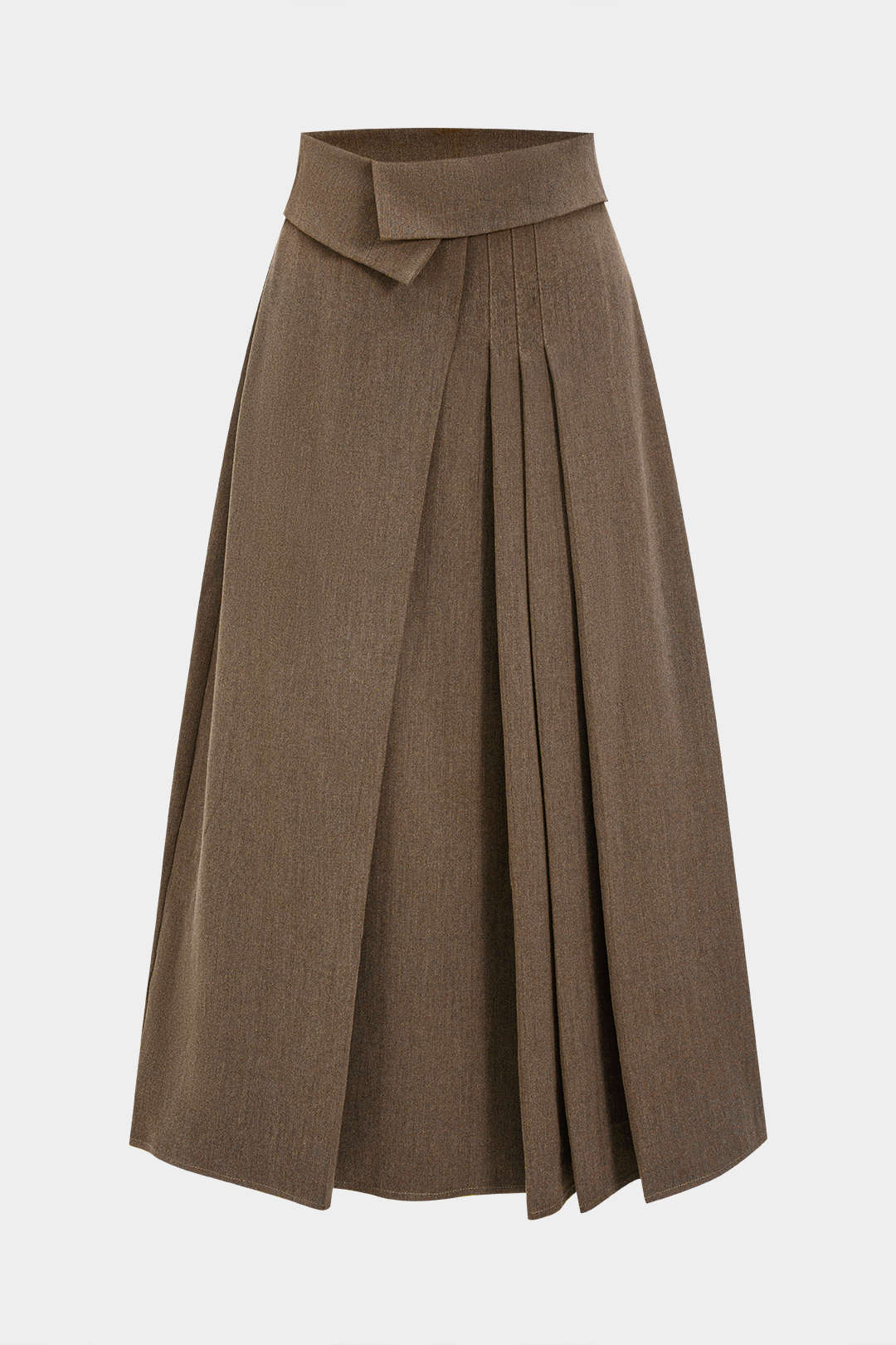 Pleated High Waist Asymmetrical Skirt - Image 2