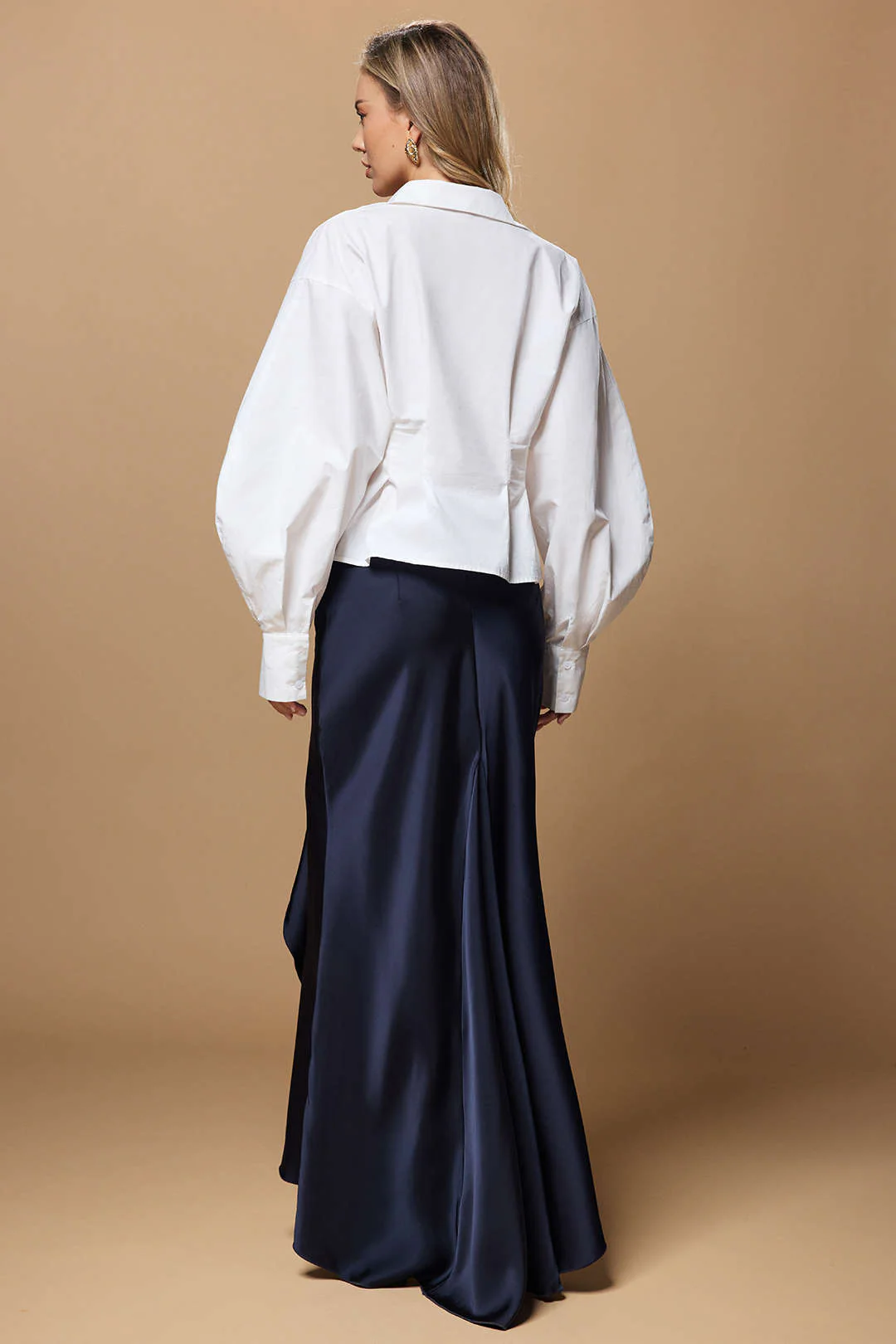 Satin Ruffle Ruched Asymmetrical Skirt - Image 10