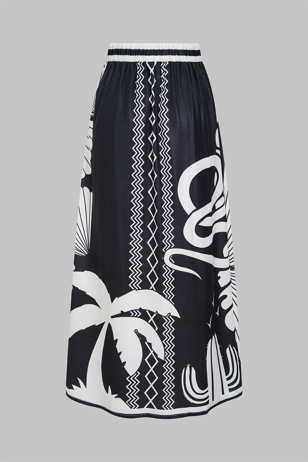 Floral Contrast Print Asymmetrical Skirt - Image 2