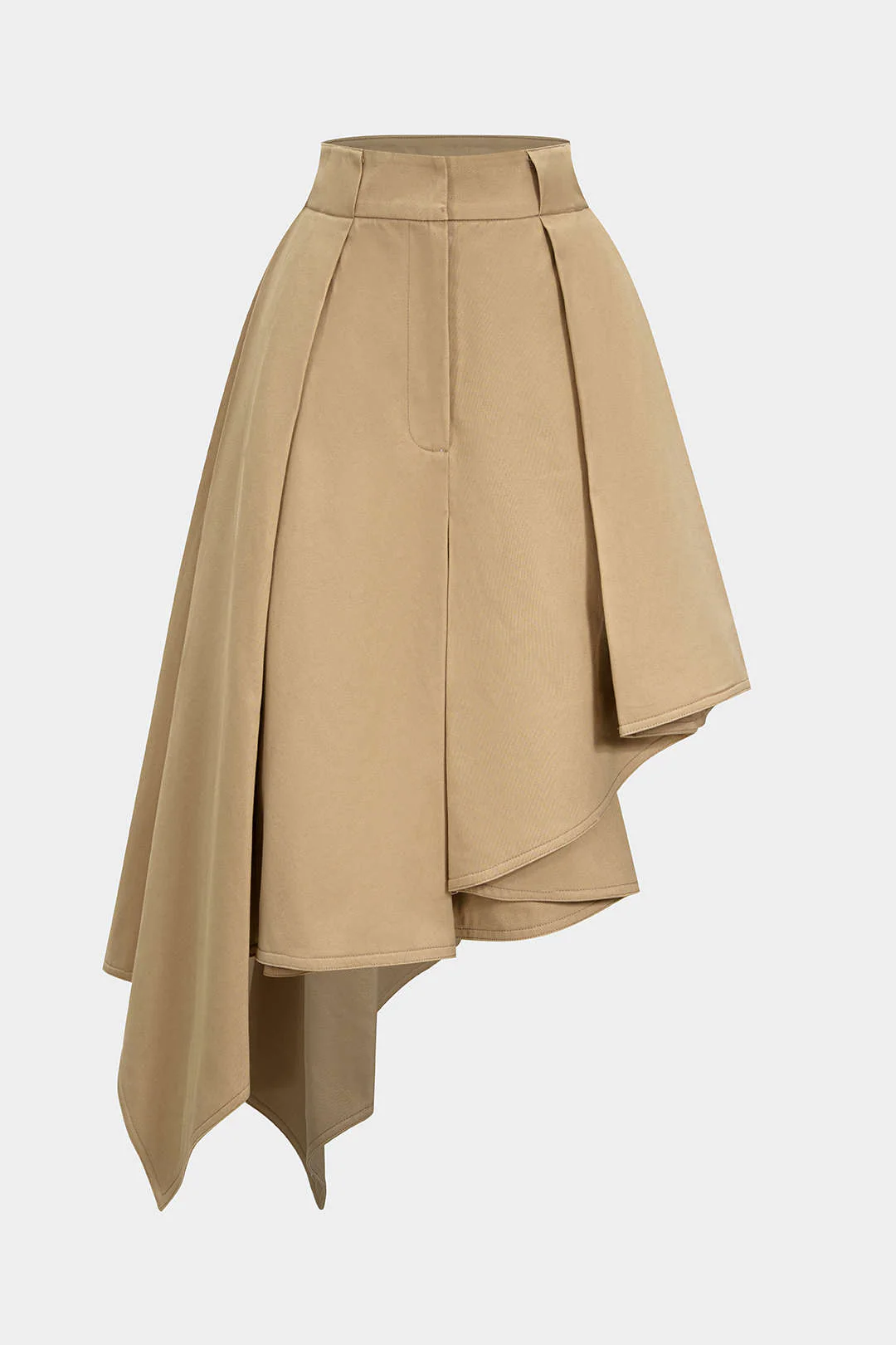 Solid Ruffle Hem Pleated Skirt - Image 2
