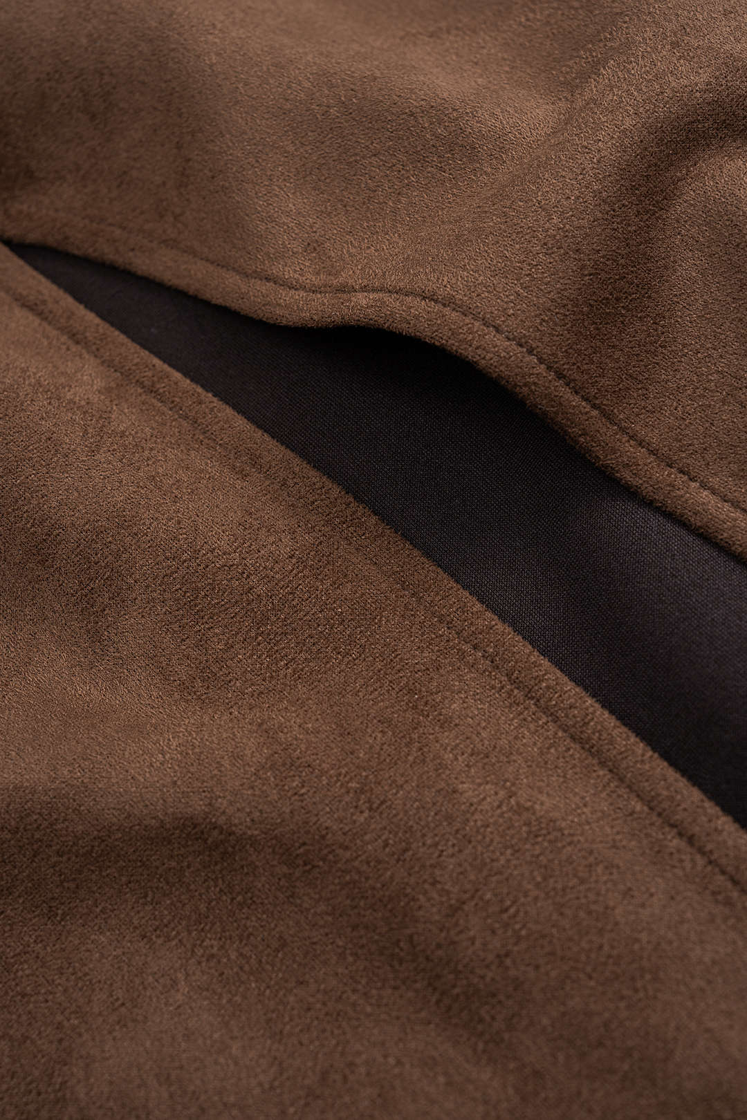 Suede Asymmetrical Ruched Side Split Zipper Skirt - Image 4