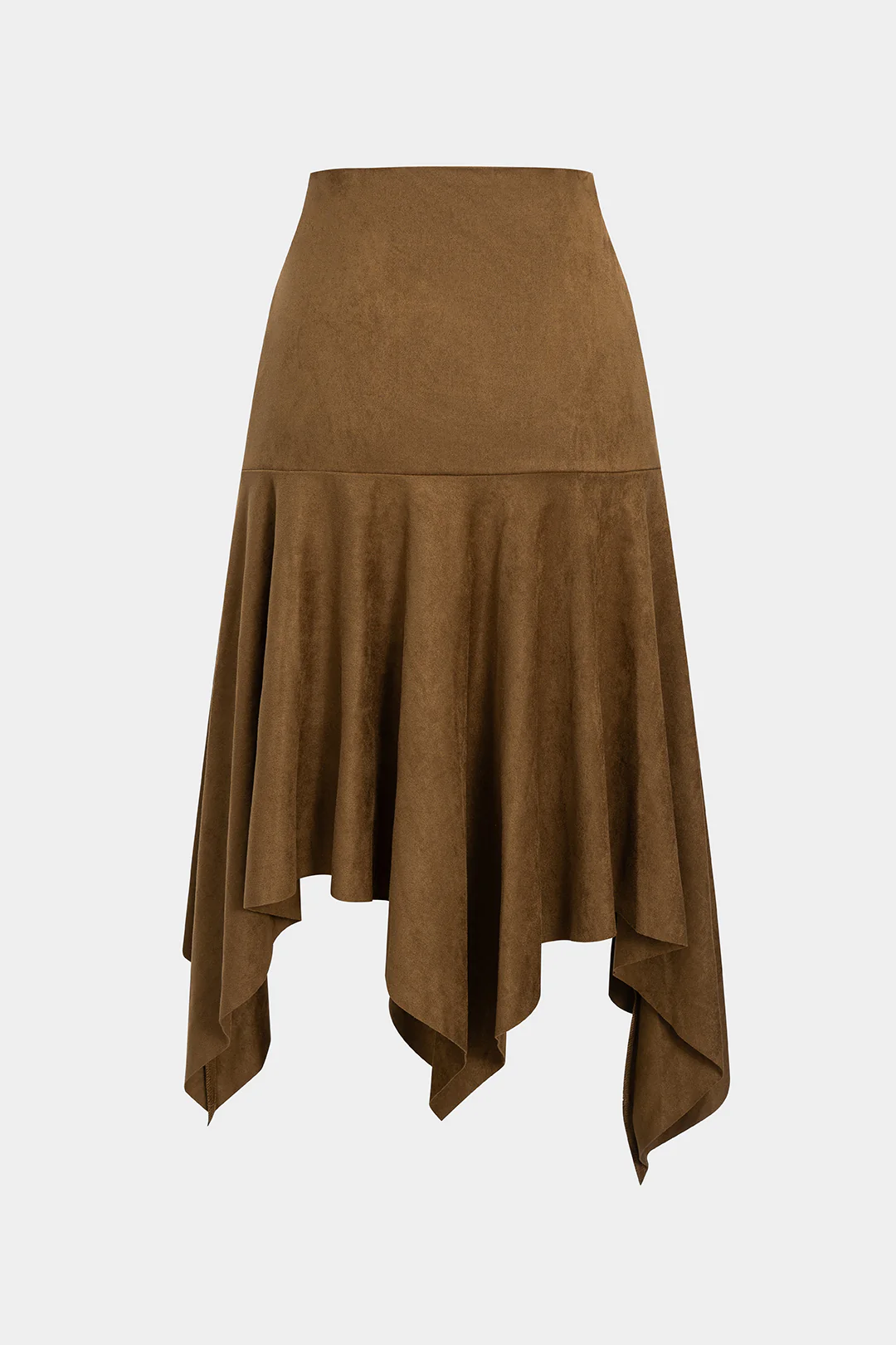 Suede Irregular Hem High Waist Skirt - Image 2