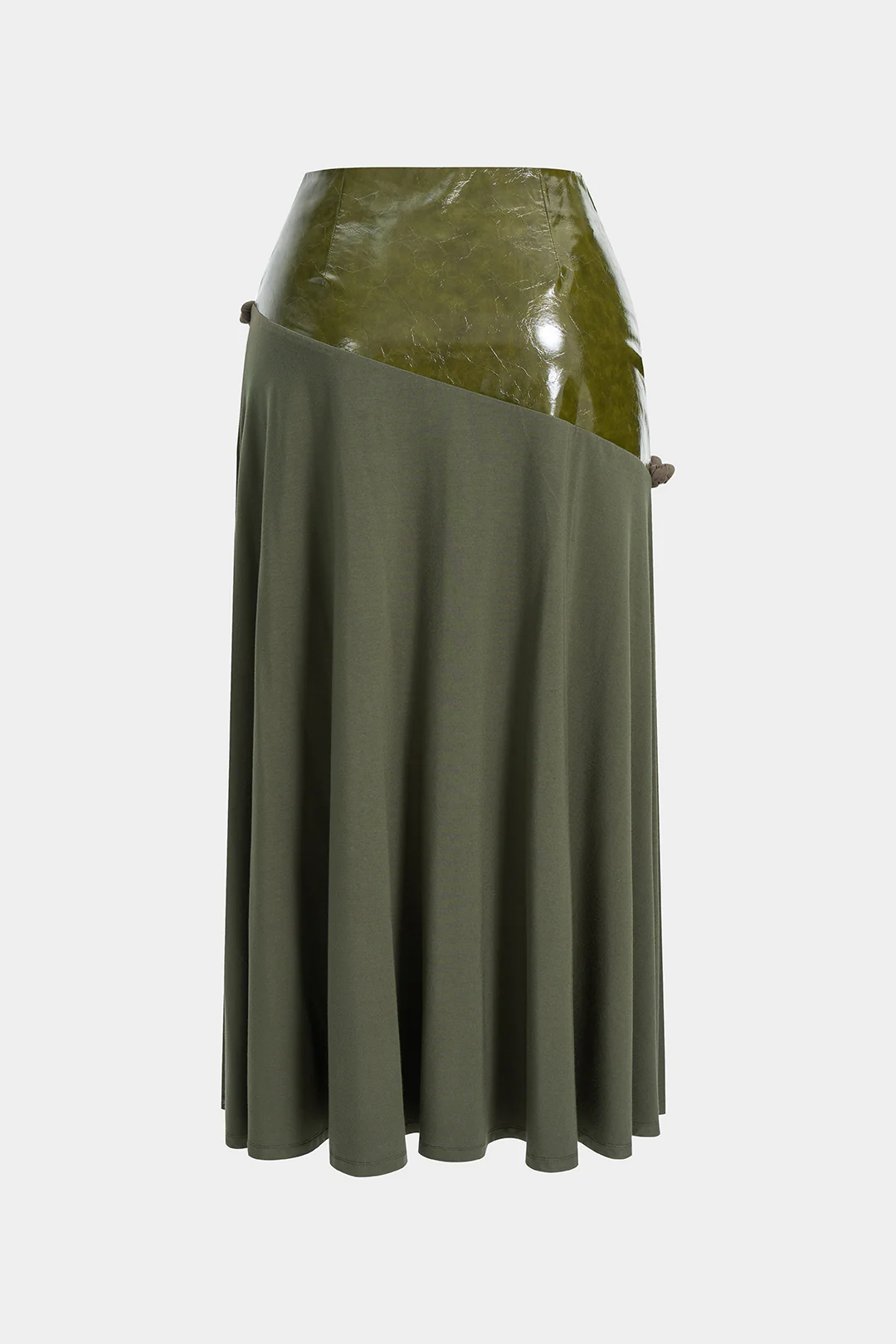 Plus Size Faux Leather Twist Knot Patchwork Skirt - Image 2