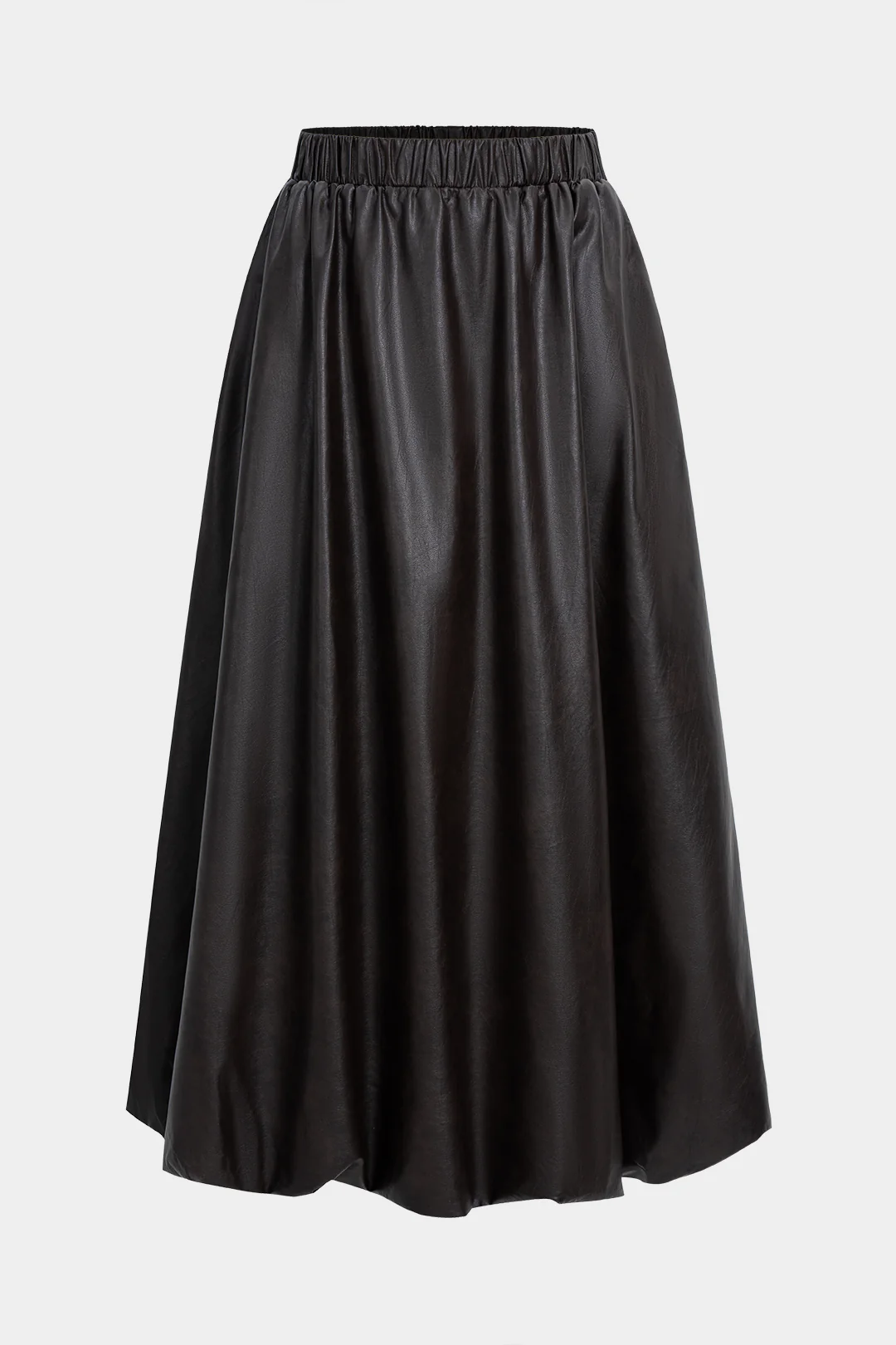Faux Leather Ruched High Waist Skirt