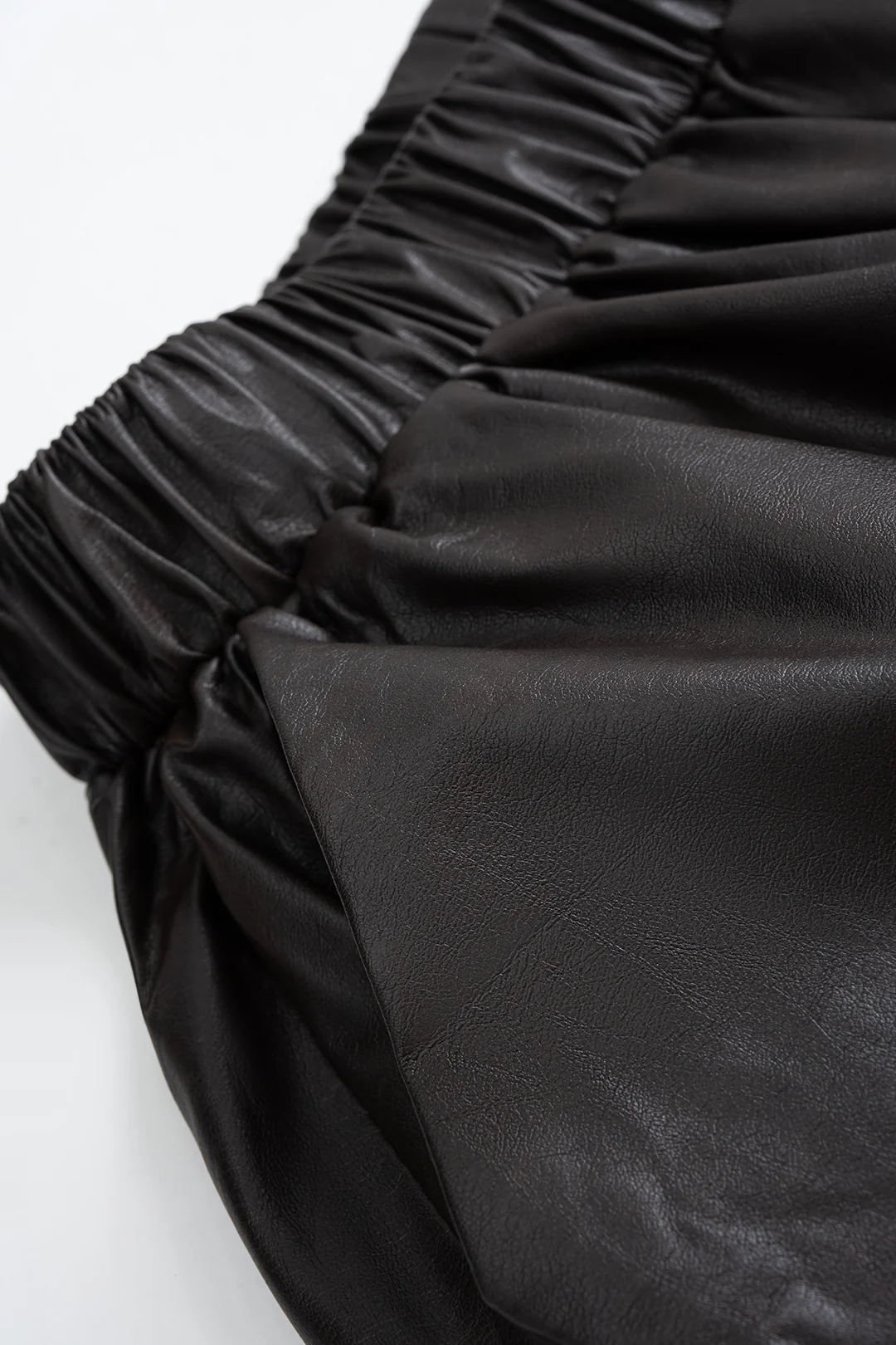 Faux Leather Ruched High Waist Skirt - Image 3