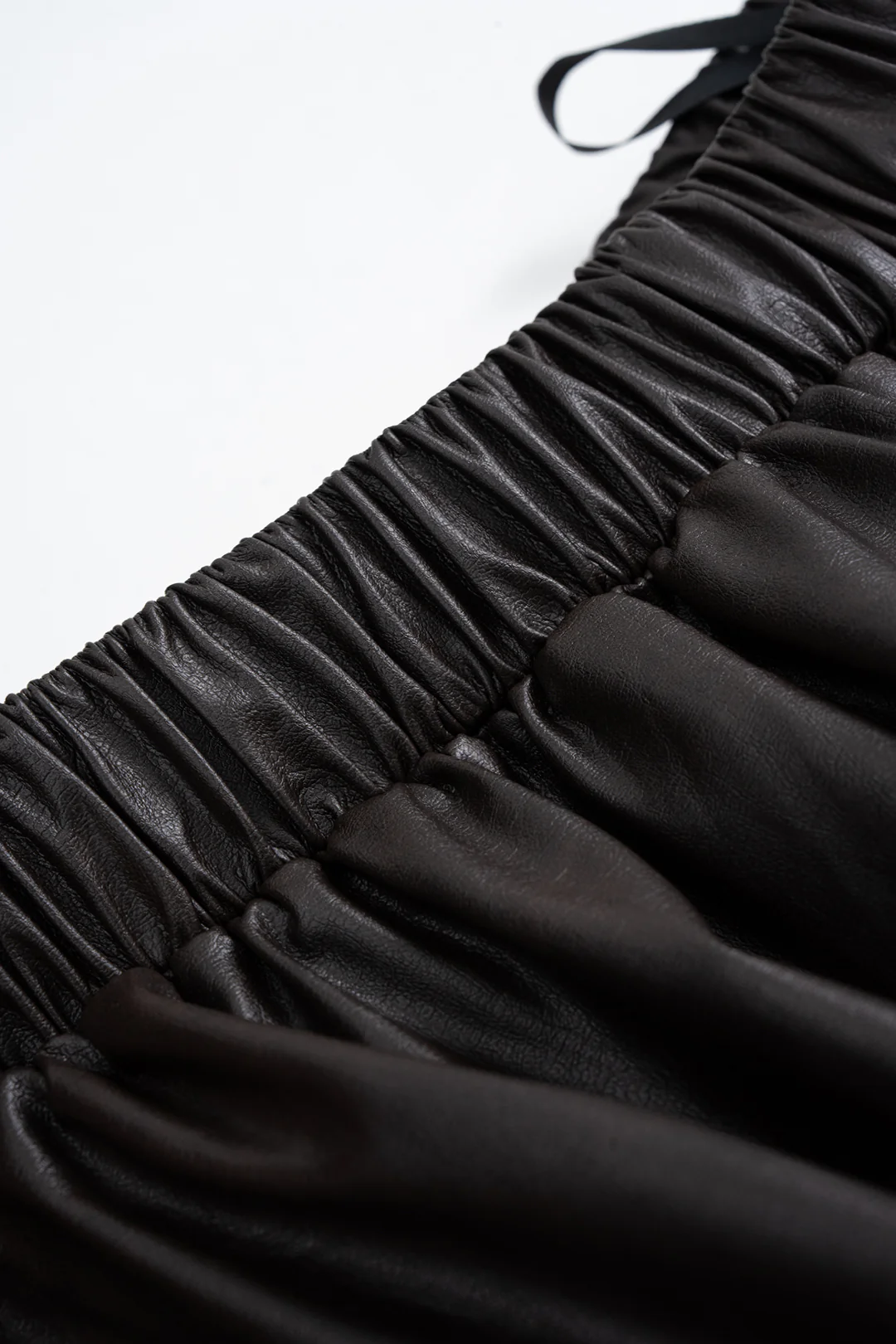 Faux Leather Ruched High Waist Skirt - Image 4