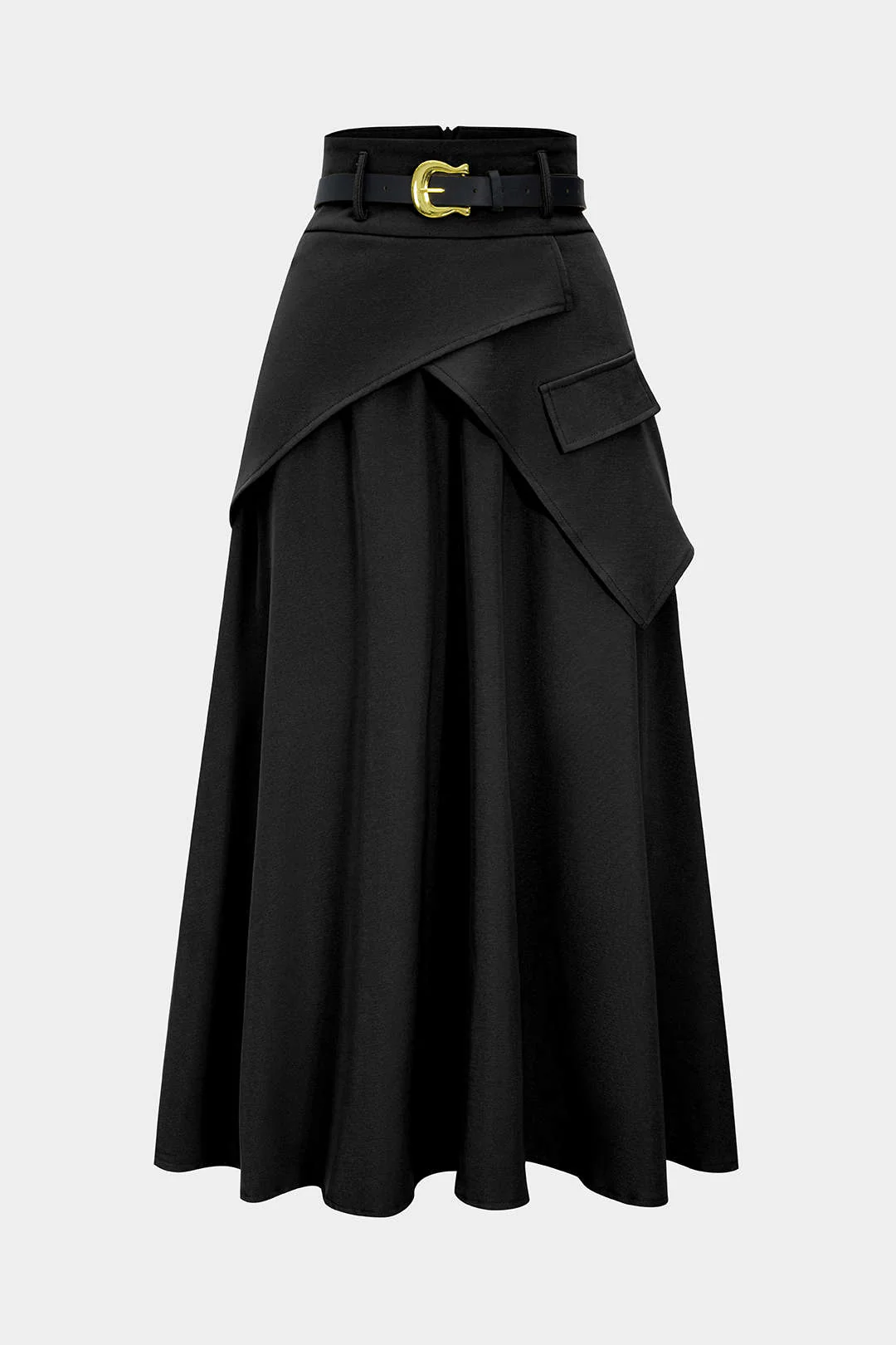 Belted Asymmetrical Ruched High Waist Skirt - Image 11