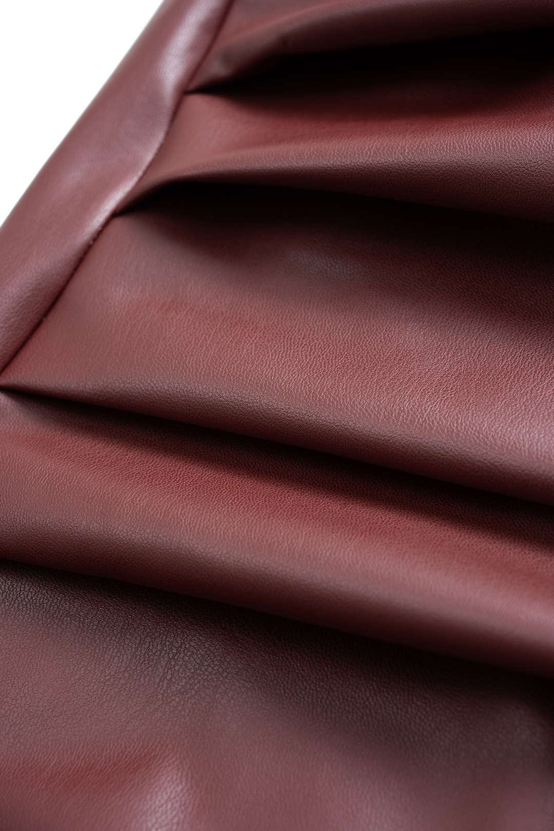 Faux Leather Asymmetrical Ruched High Waist Skirt - Image 3