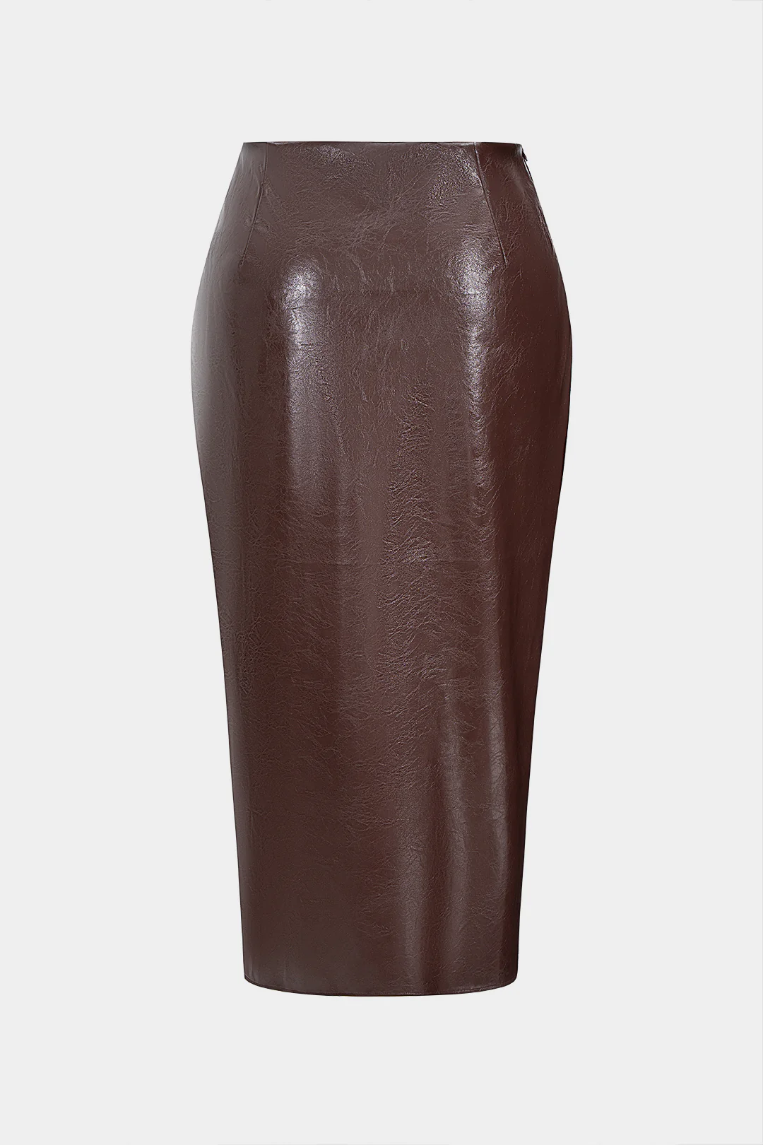 Plus Size Faux Leather Metallic Button Ruched Skirt - Image 2
