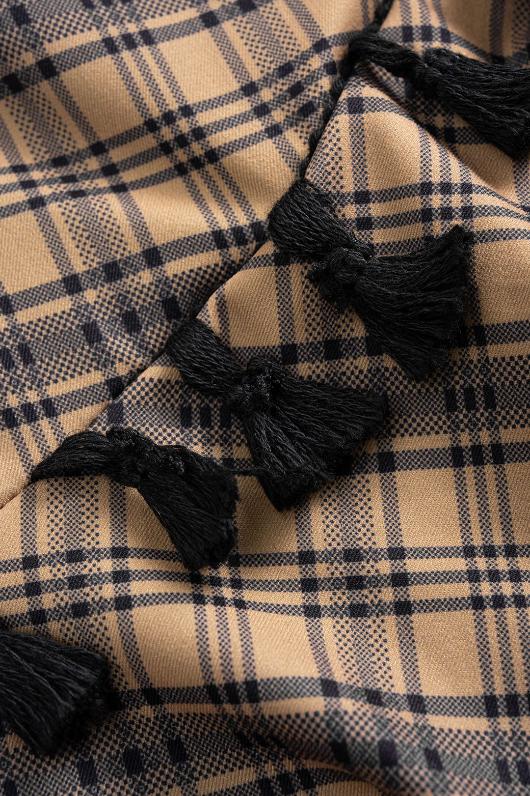 Plaid Print Tassel Asymmetrical Skirt - Image 3