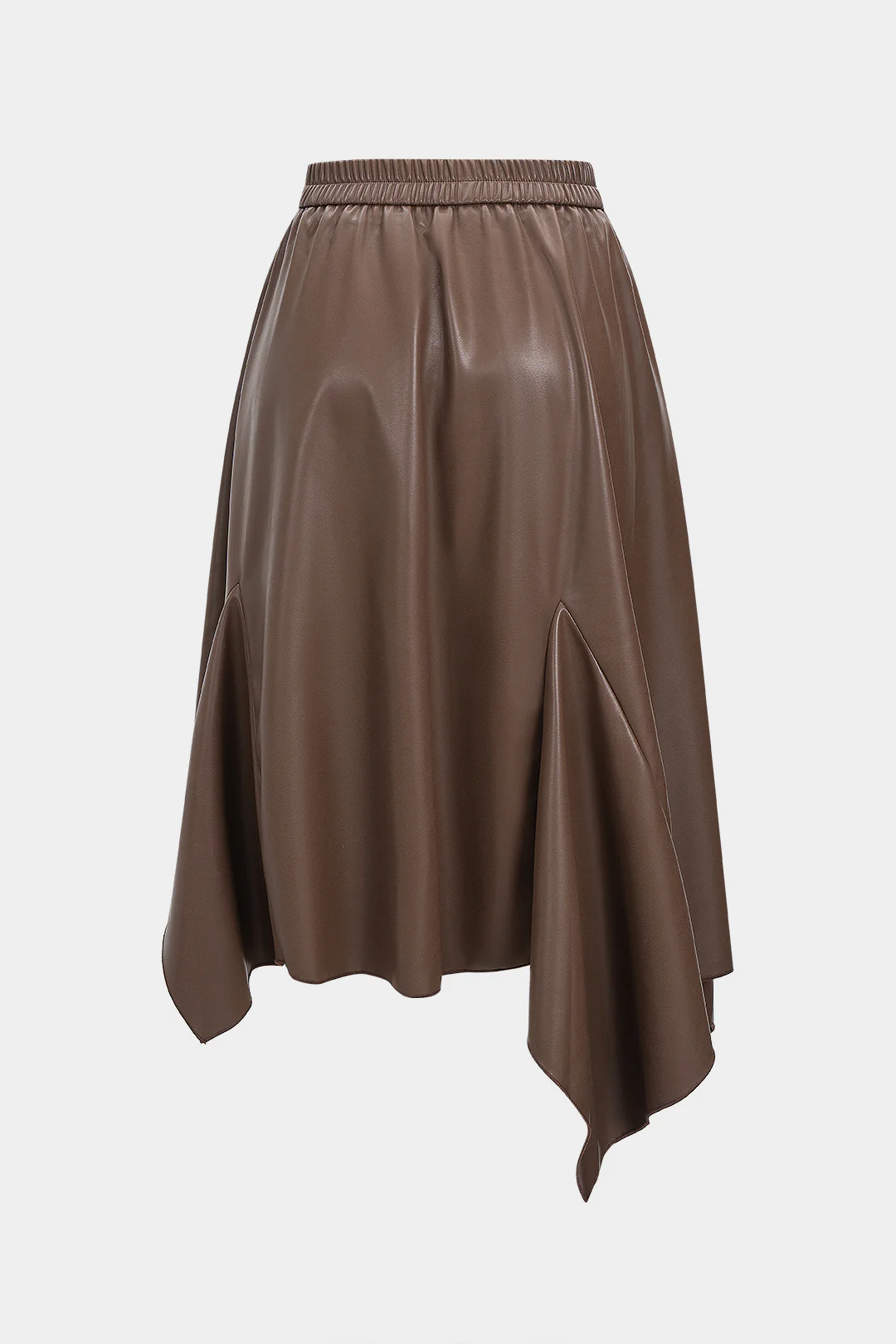 Faux Leather Shirred Waistband Ruched Skirt - Image 2