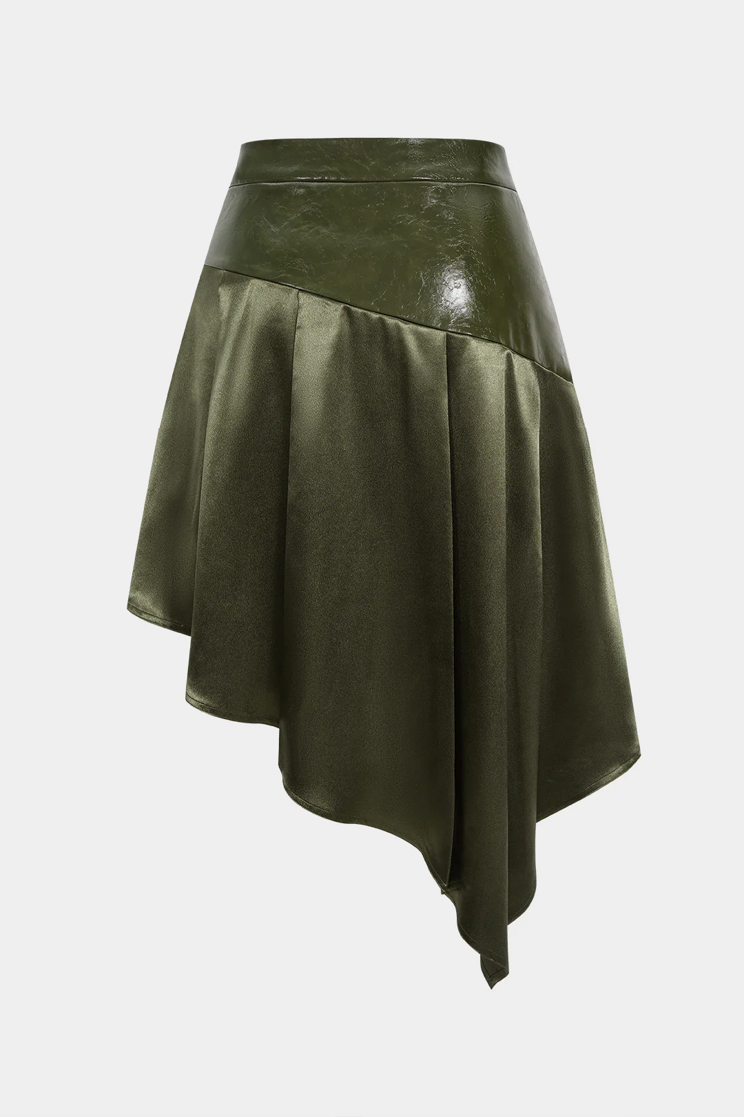 Plus Size Satin Pleated Patchwork Skirt - Image 2
