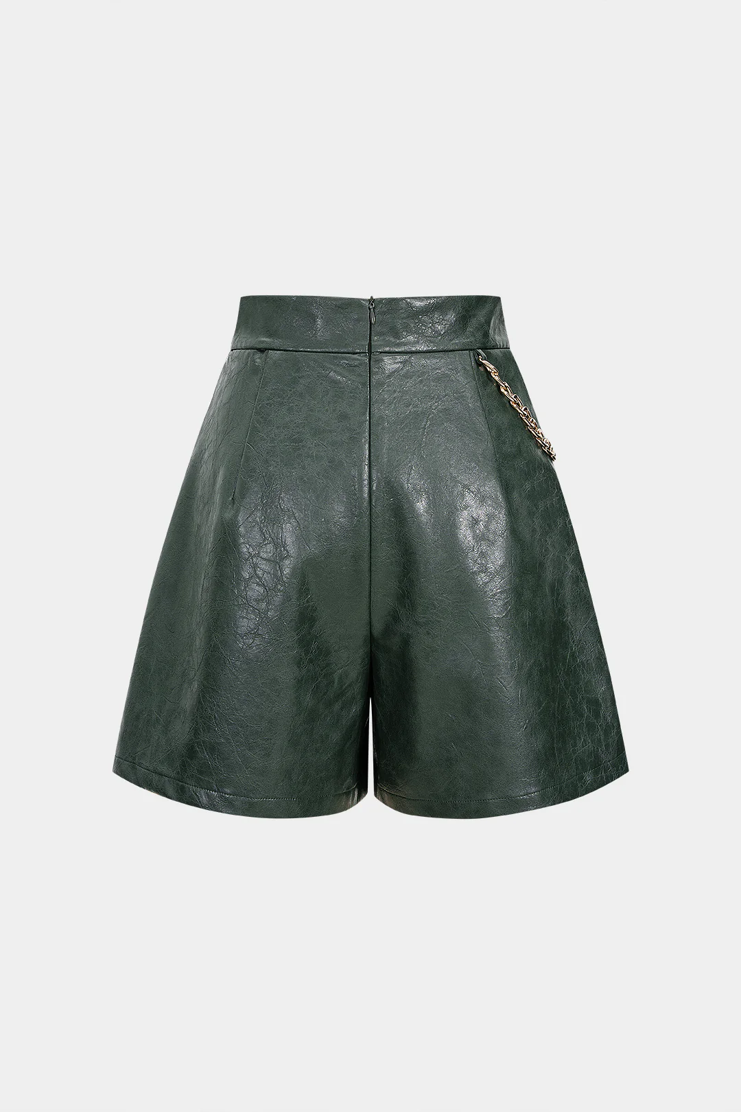 Faux Leather Metallic Asymmetrical Shorts - Image 2