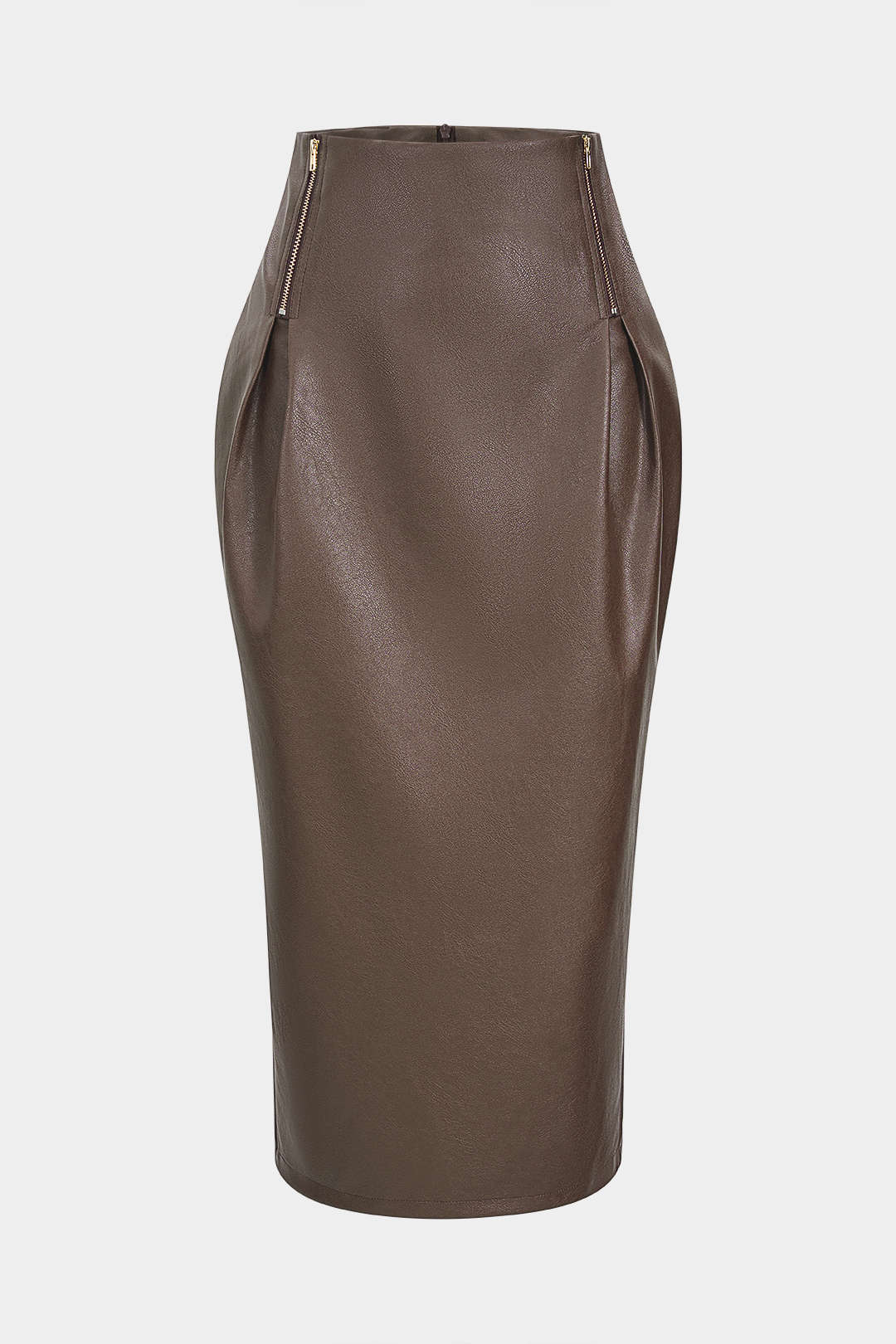 Faux Leather Zipper High Waist Skirt - Image 10