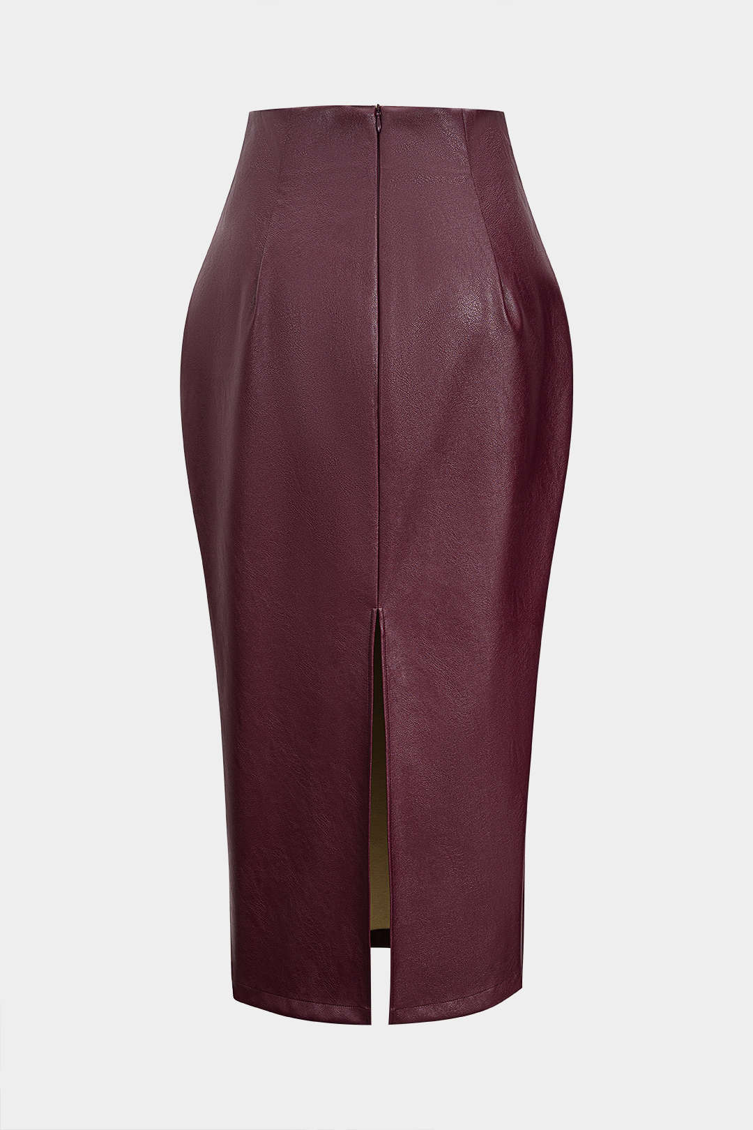 Faux Leather Zipper High Waist Skirt - Image 2