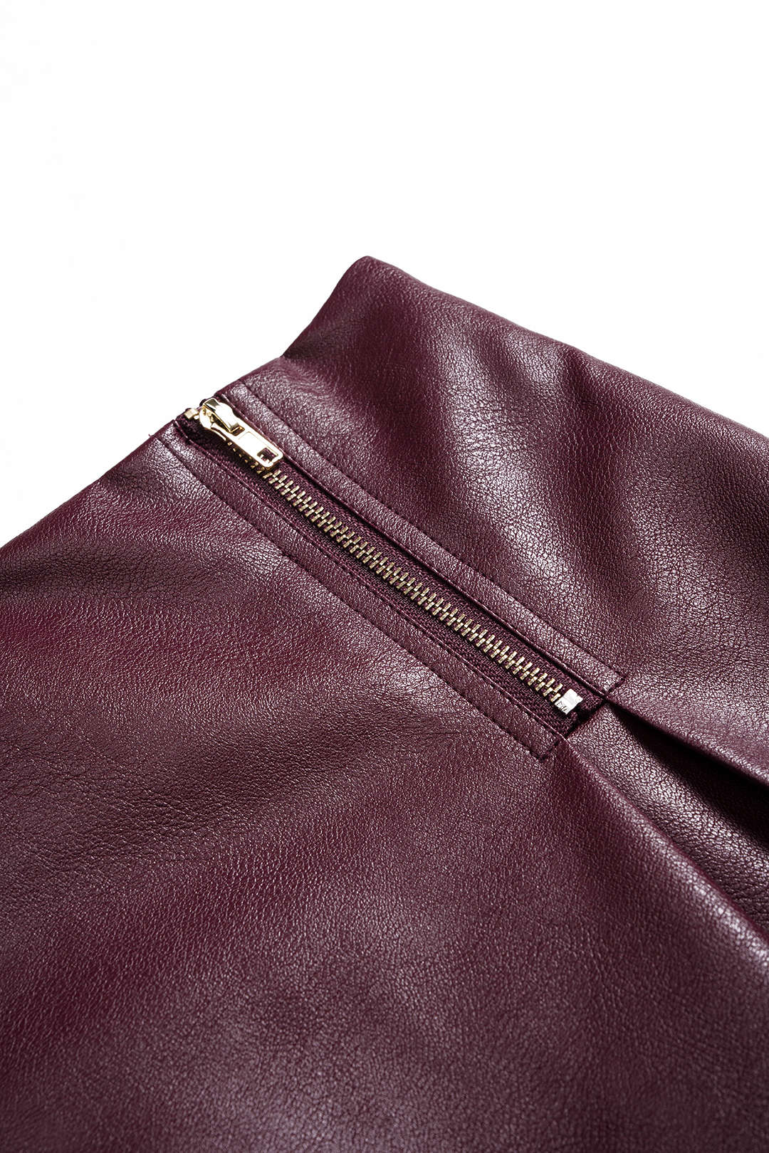 Faux Leather Zipper High Waist Skirt - Image 3