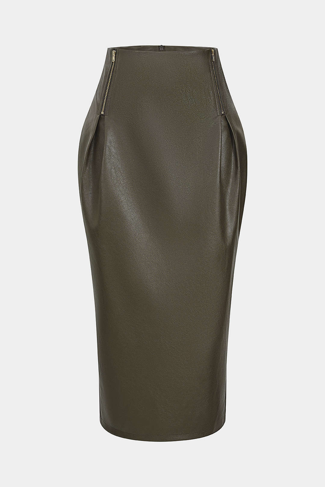 Faux Leather Zipper High Waist Skirt - Image 7