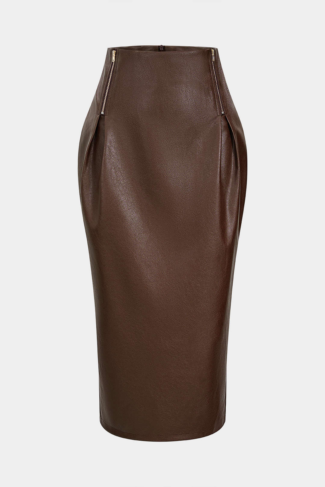 Faux Leather Zipper High Waist Skirt - Image 8