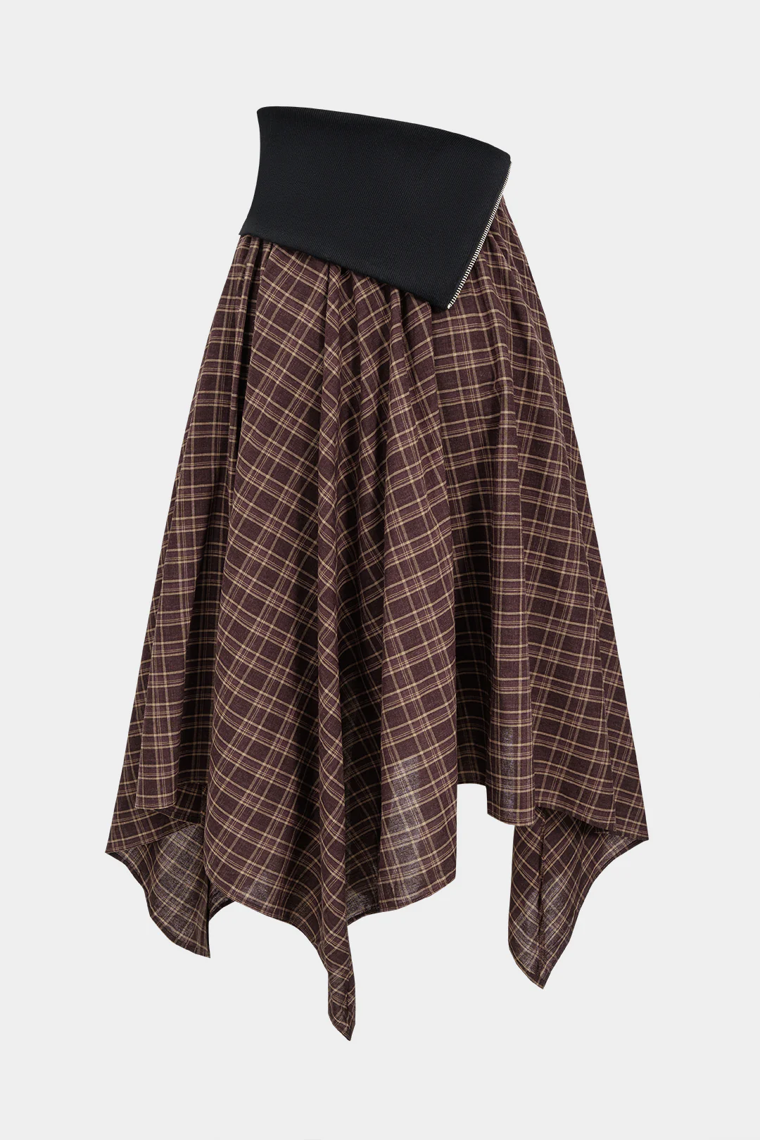 High Waist Patchwork Irregular Hem Skirt - Image 2