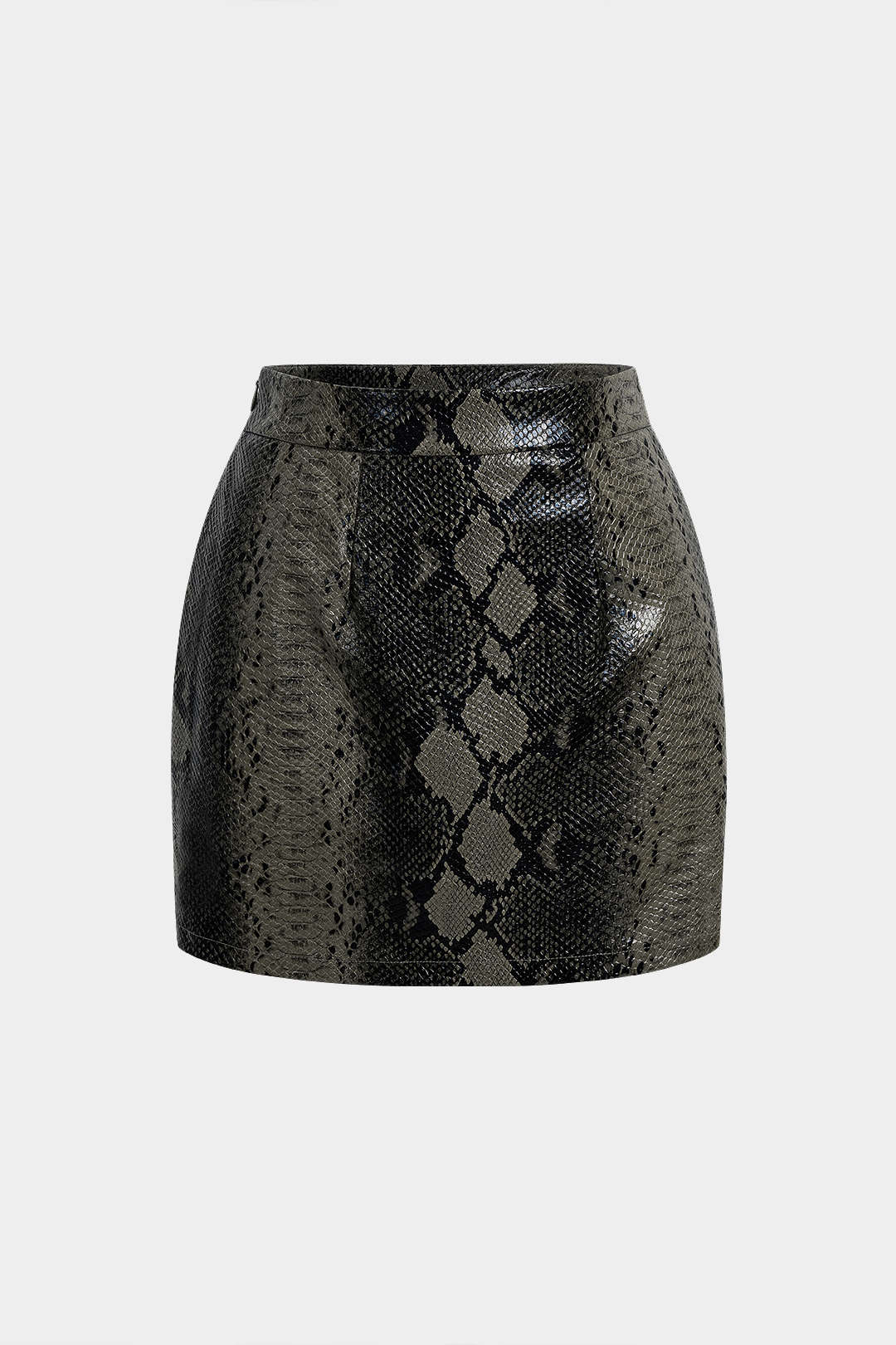Snake Skin Print Faux Leather Skirt - Image 10