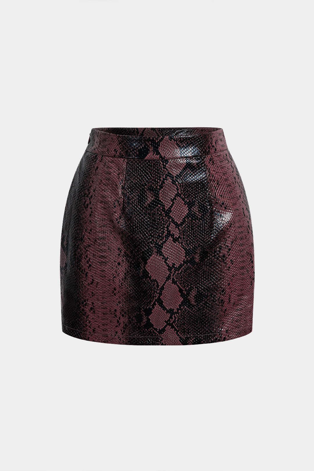 Snake Skin Print Faux Leather Skirt - Image 11