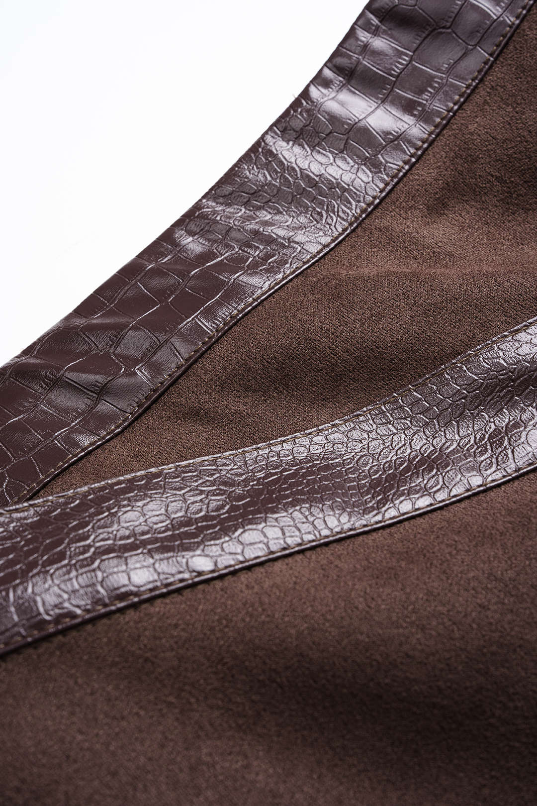Faux Leather Patchwork Asymmetrical Skirt - Image 3