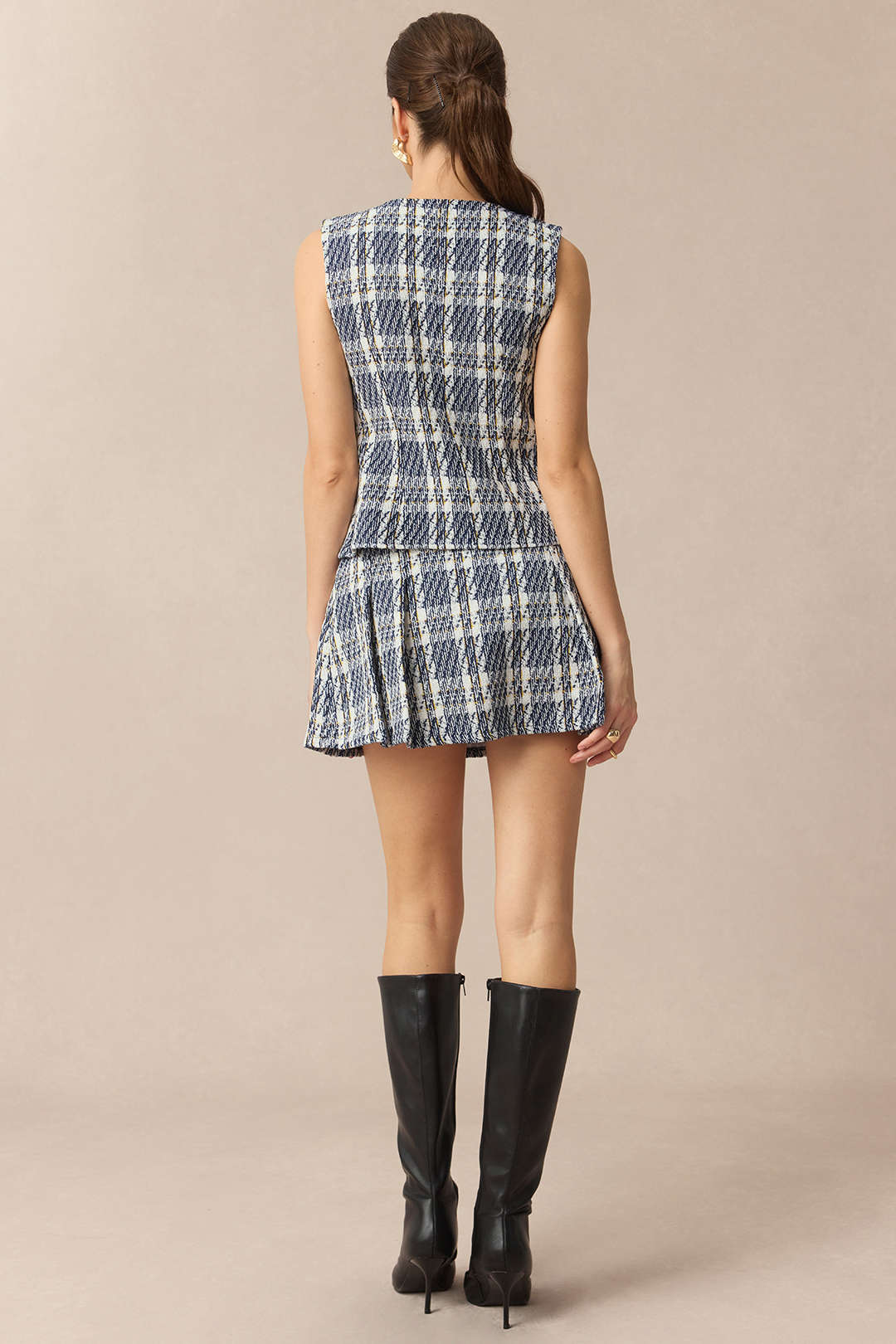 Plaid Print High Waist Pleated Skirt - Image 5