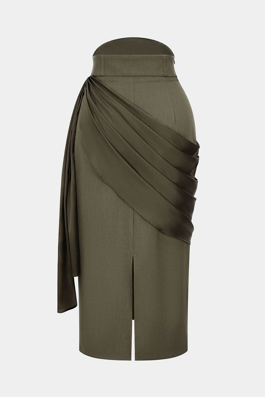 Satin Asymmetrical Ruched Skirt - Image 2