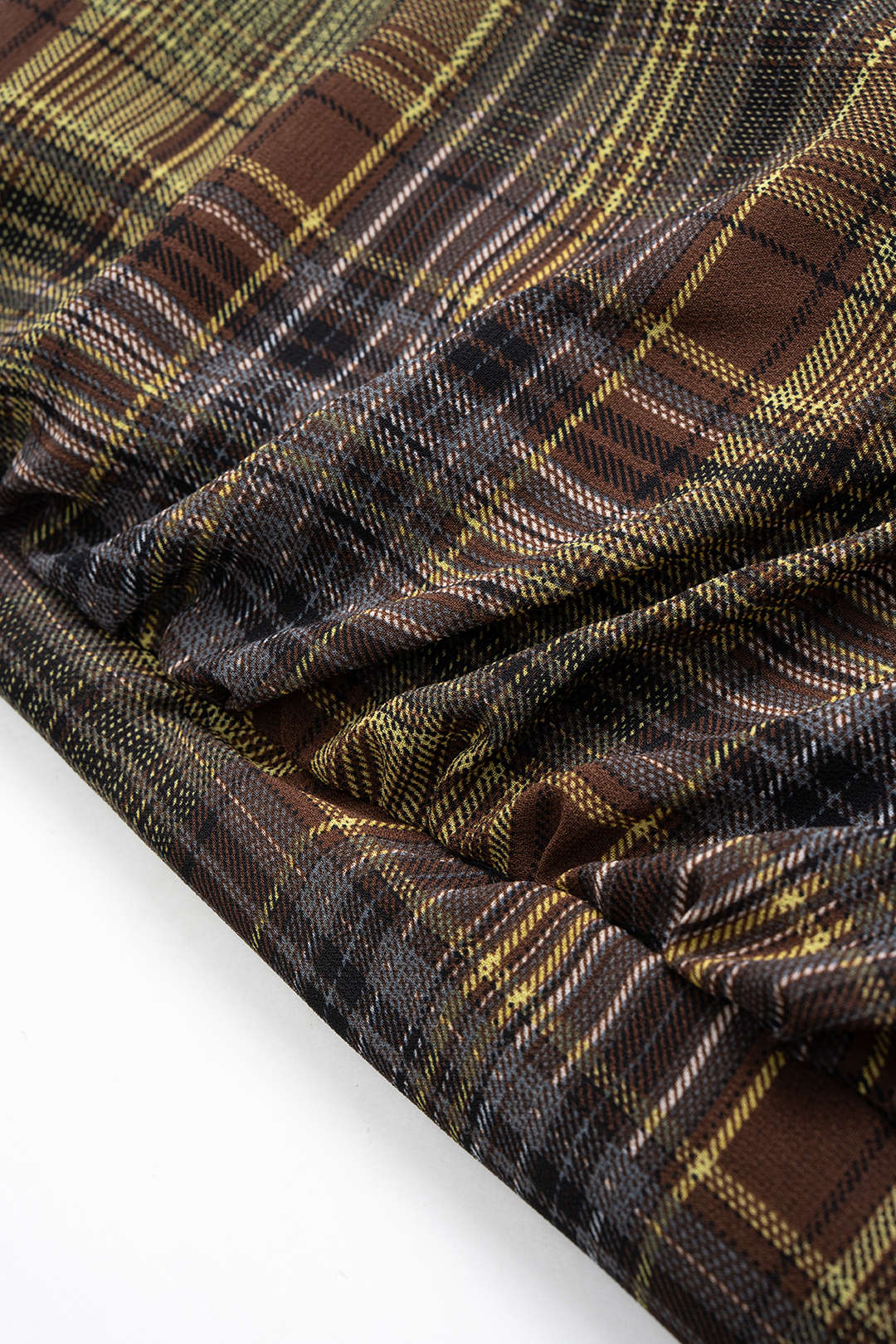 Plaid Ruched Asymmetrical Hem Skirt - Image 3