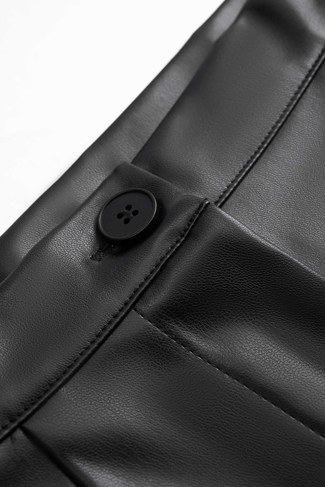 Faux Leather Ruched High Waist Skirt - Image 3