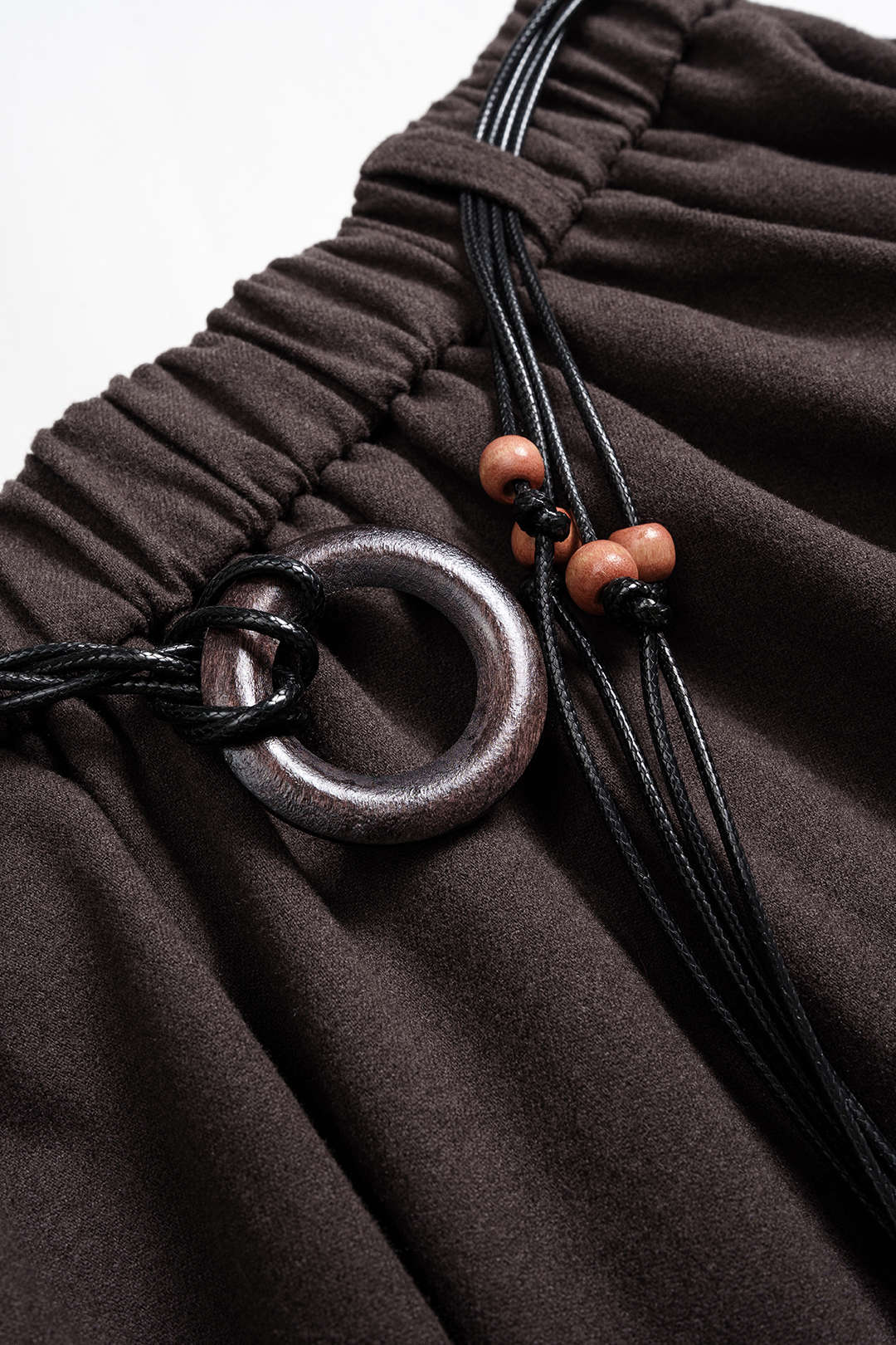 Suede Belted Shirred Waistband Irregular Hem Skirt - Image 3