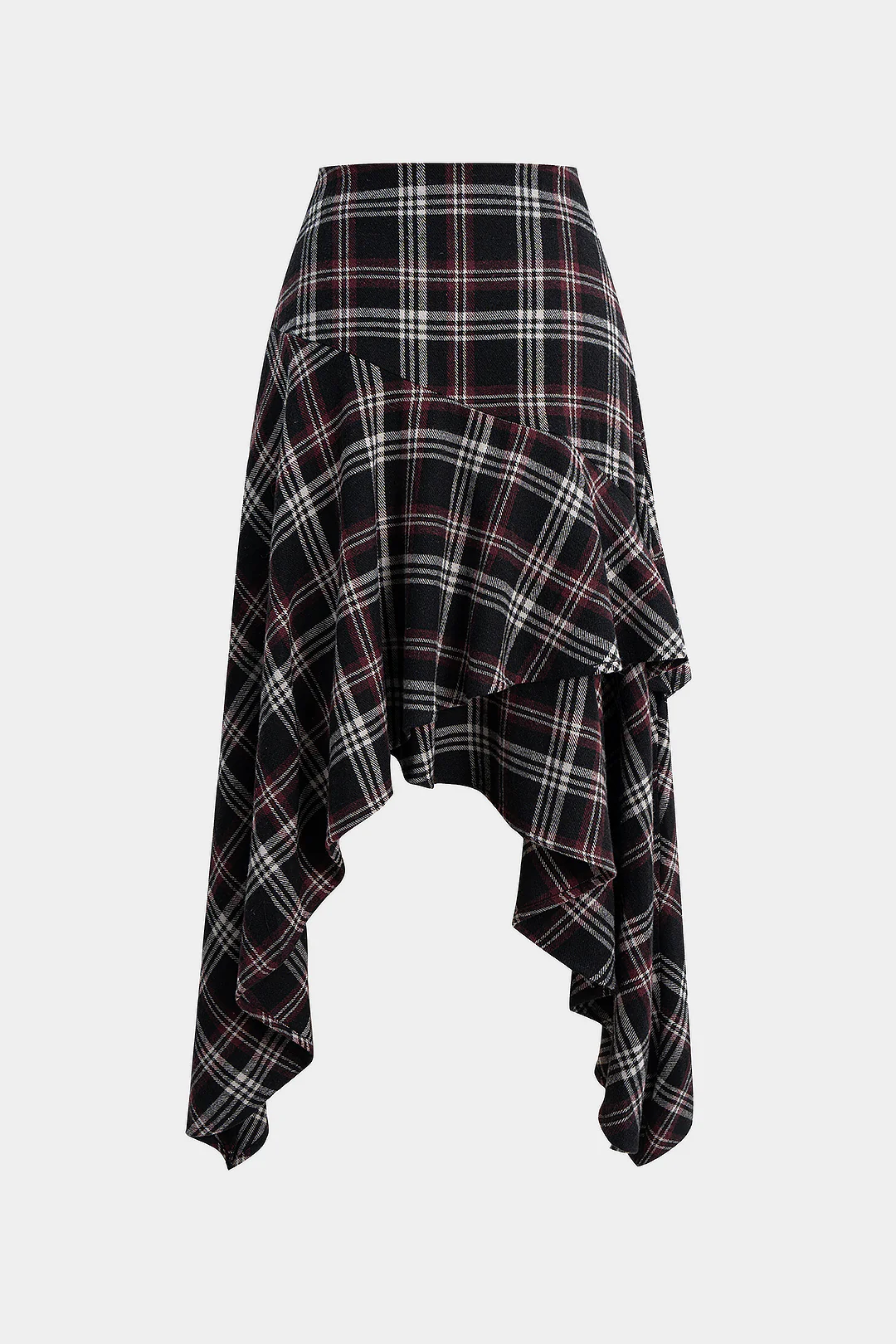 Plaid Print Asymmetrical Irregular Hem Skirt - Image 2