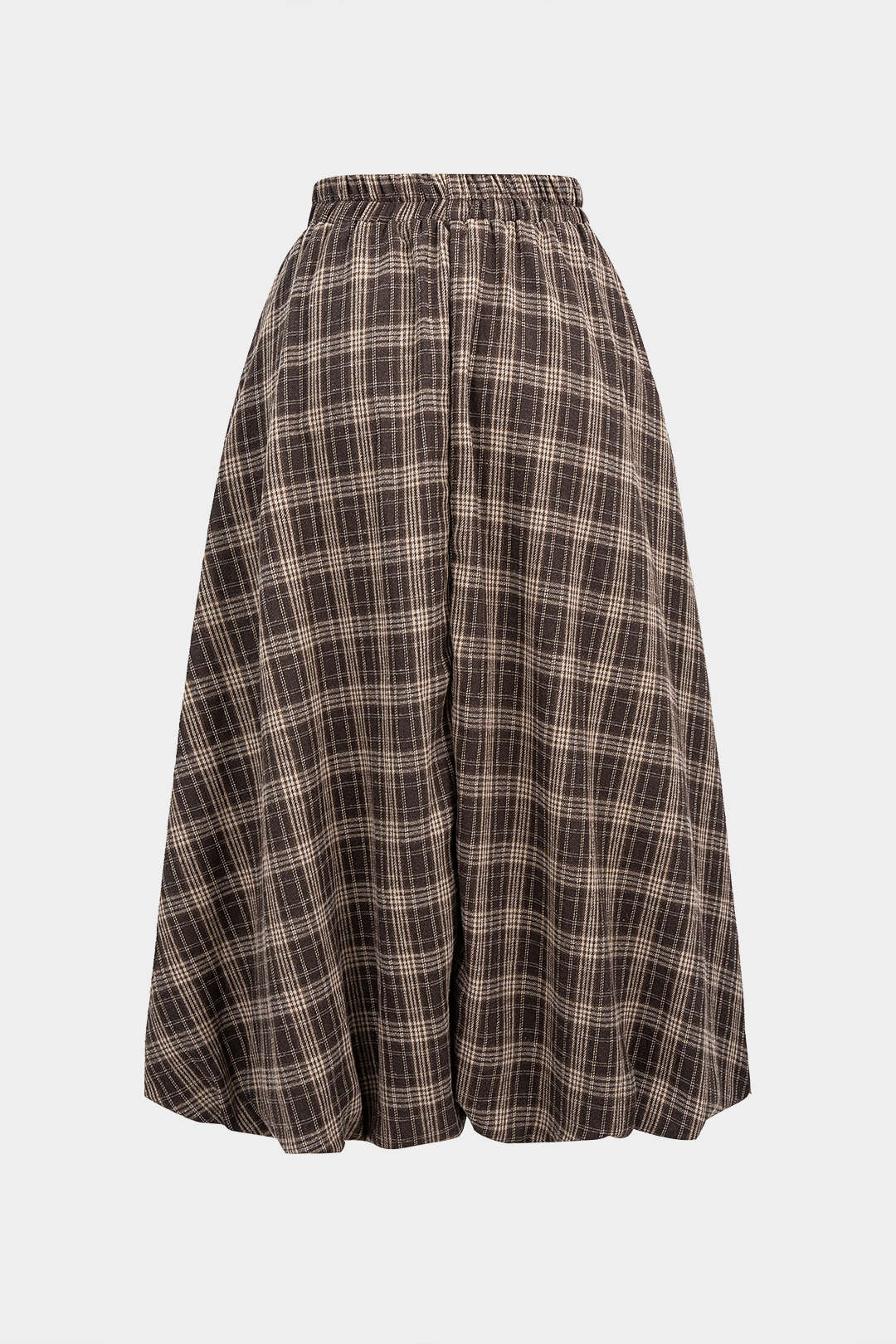 Plaid Print Ruched Shirred High Waist Skirt - Image 2