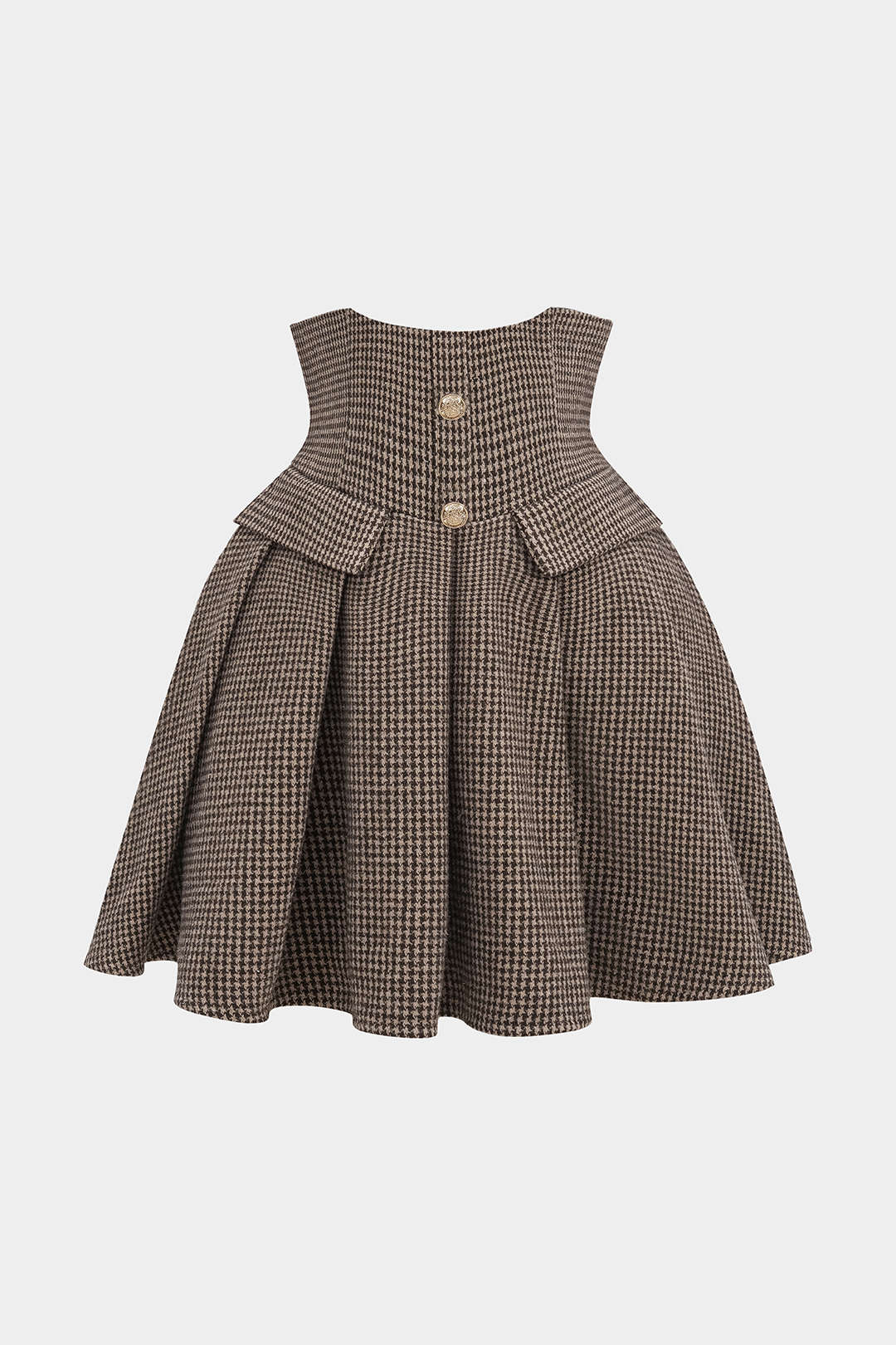 Houndstooth Print Pleated Mini Skirt - Image 2