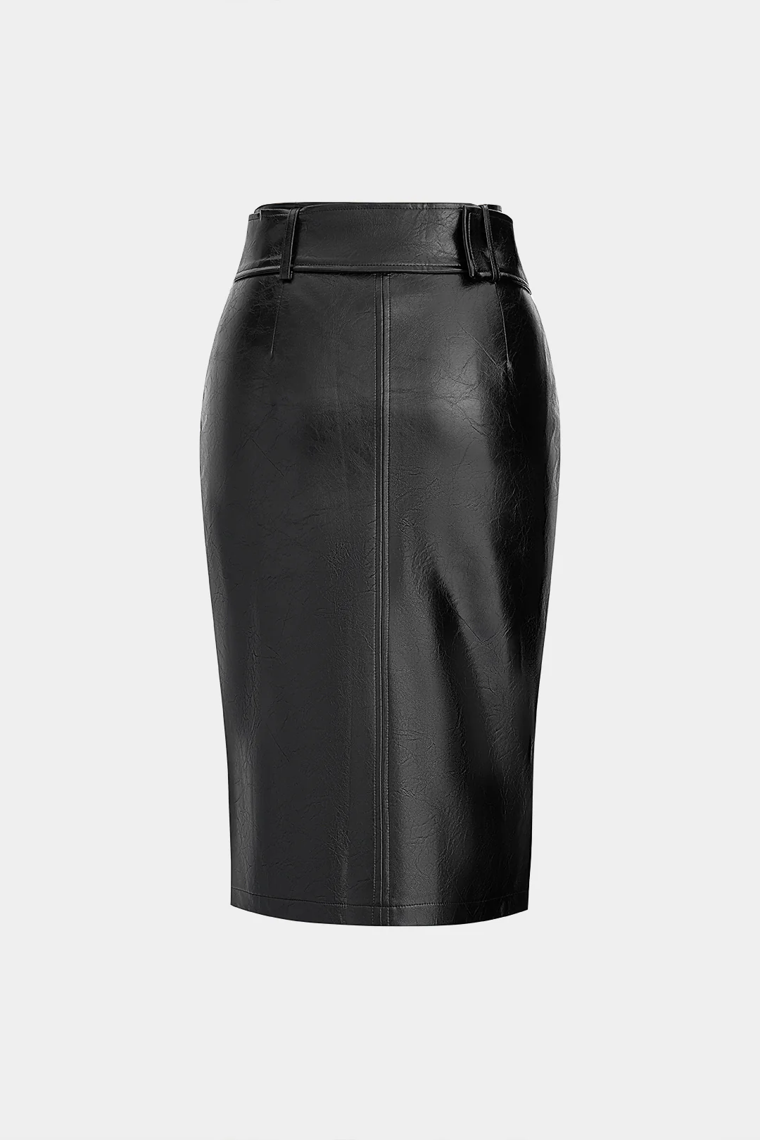 Faux Leather Belted Skirt - Image 2