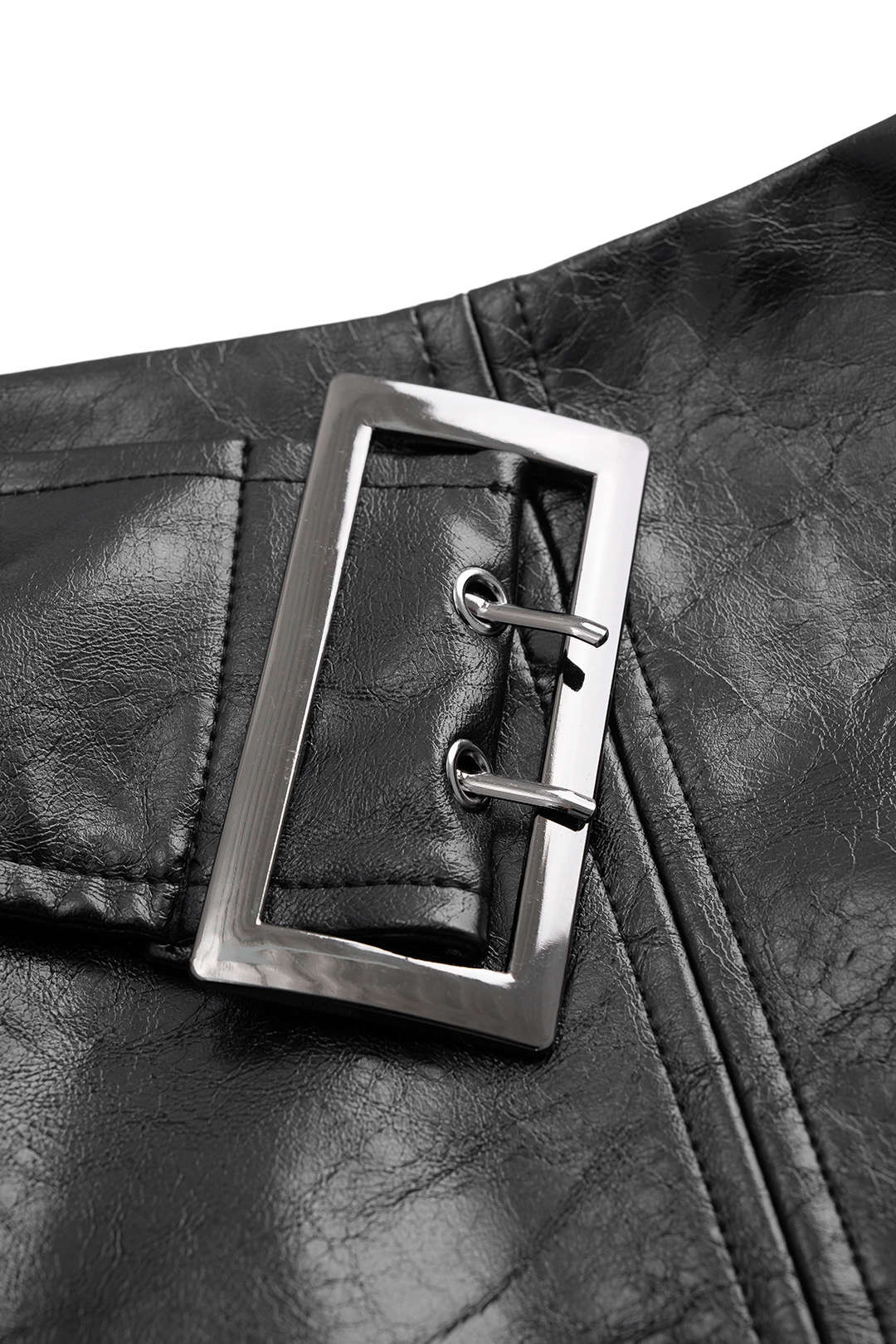 Faux Leather Belted Skirt - Image 3