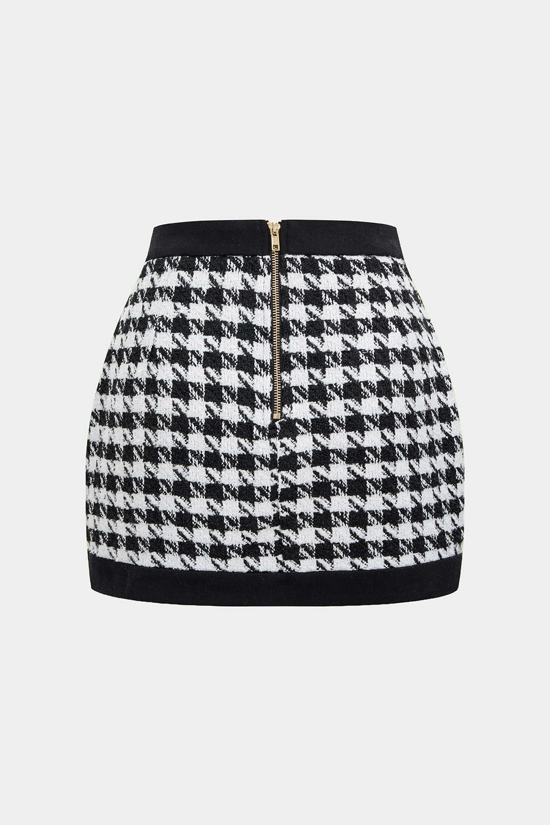 Houndstooth Print Button High Waist Skirt - Image 2