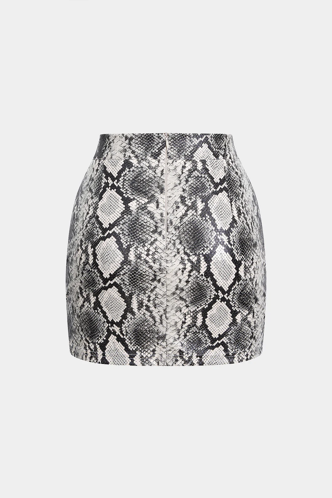 Snake Skin Print Faux Leather High Waist Skirt - Image 2