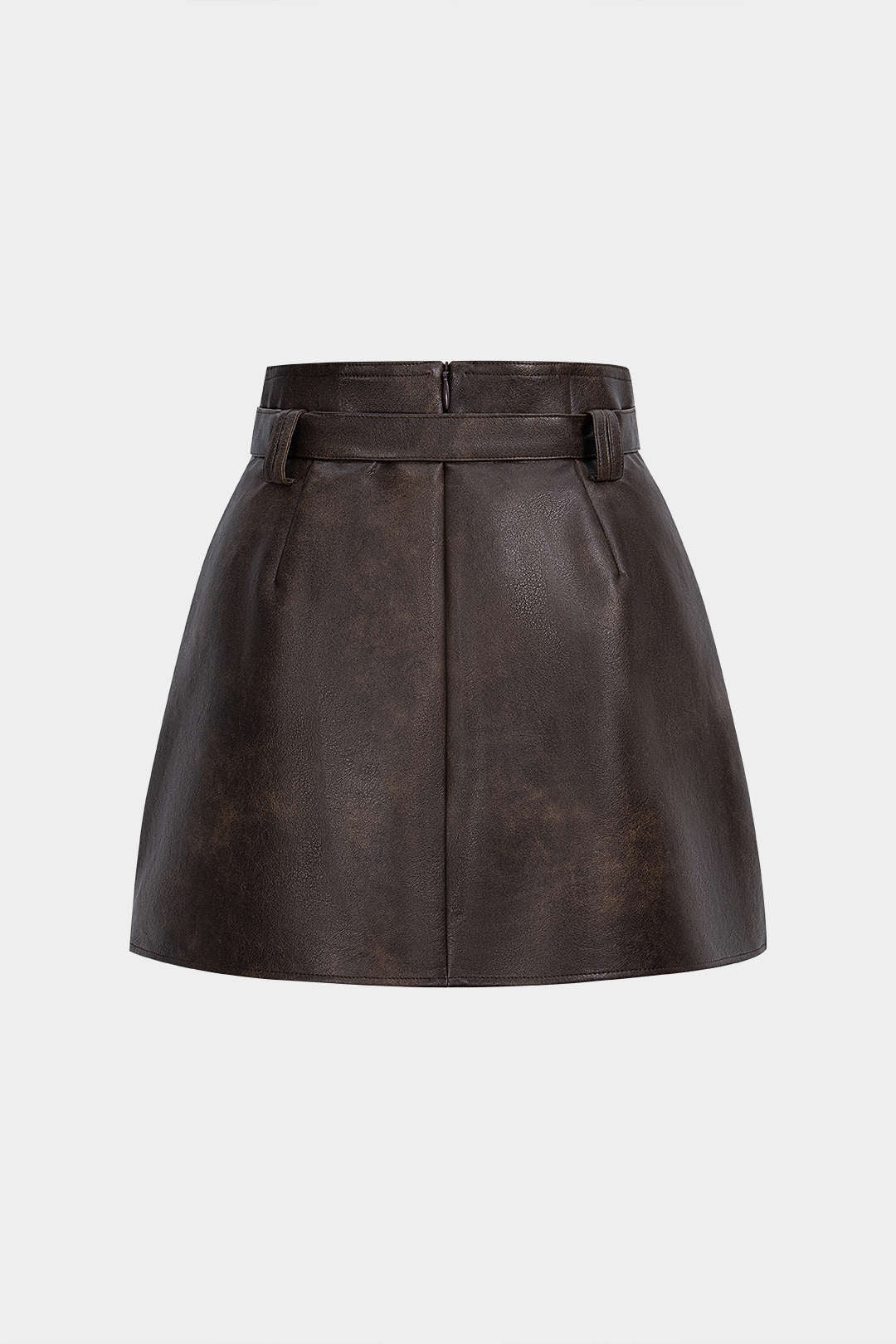 Faux Leather Pocket Belted Skirt - Image 2
